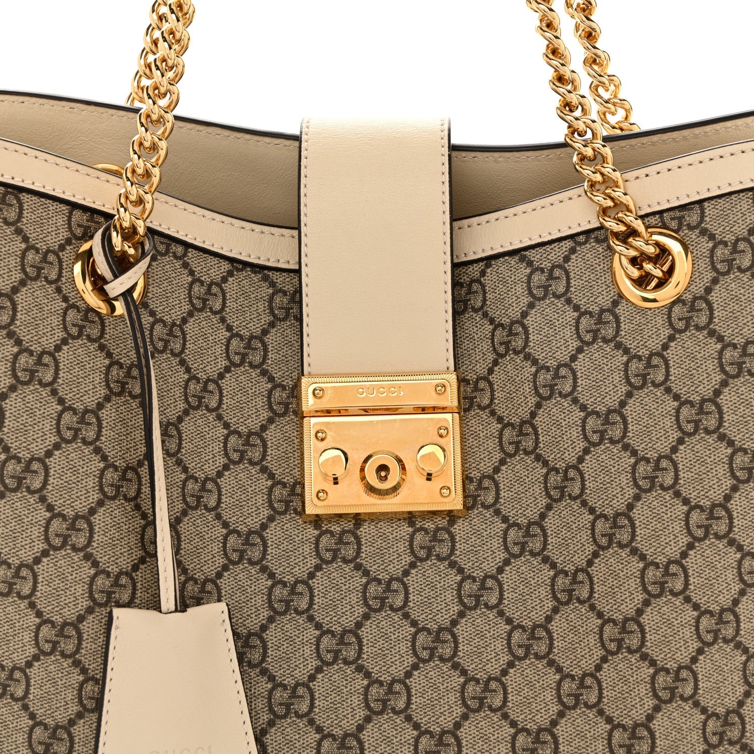 GG Supreme Monogram Medium Padlock Tote White