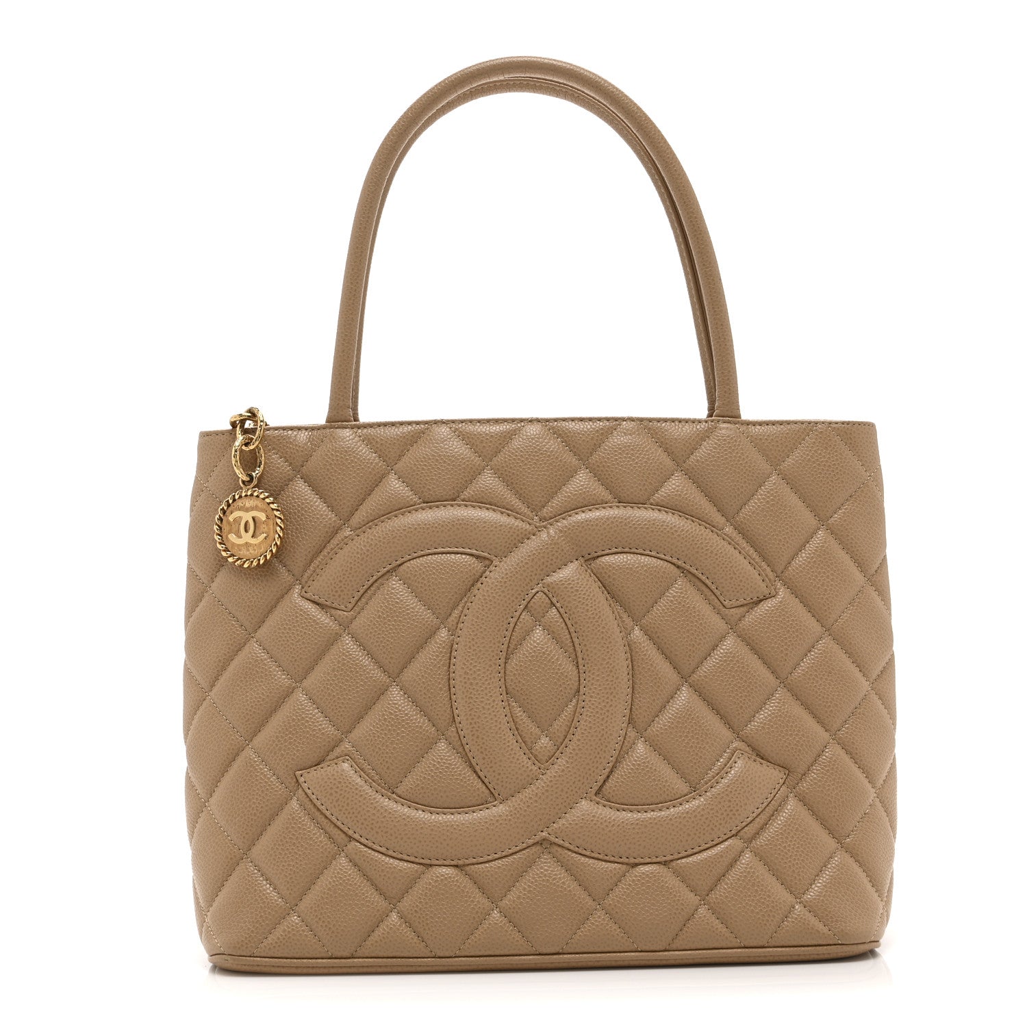 Caviar Quilted Medallion Tote Beige
