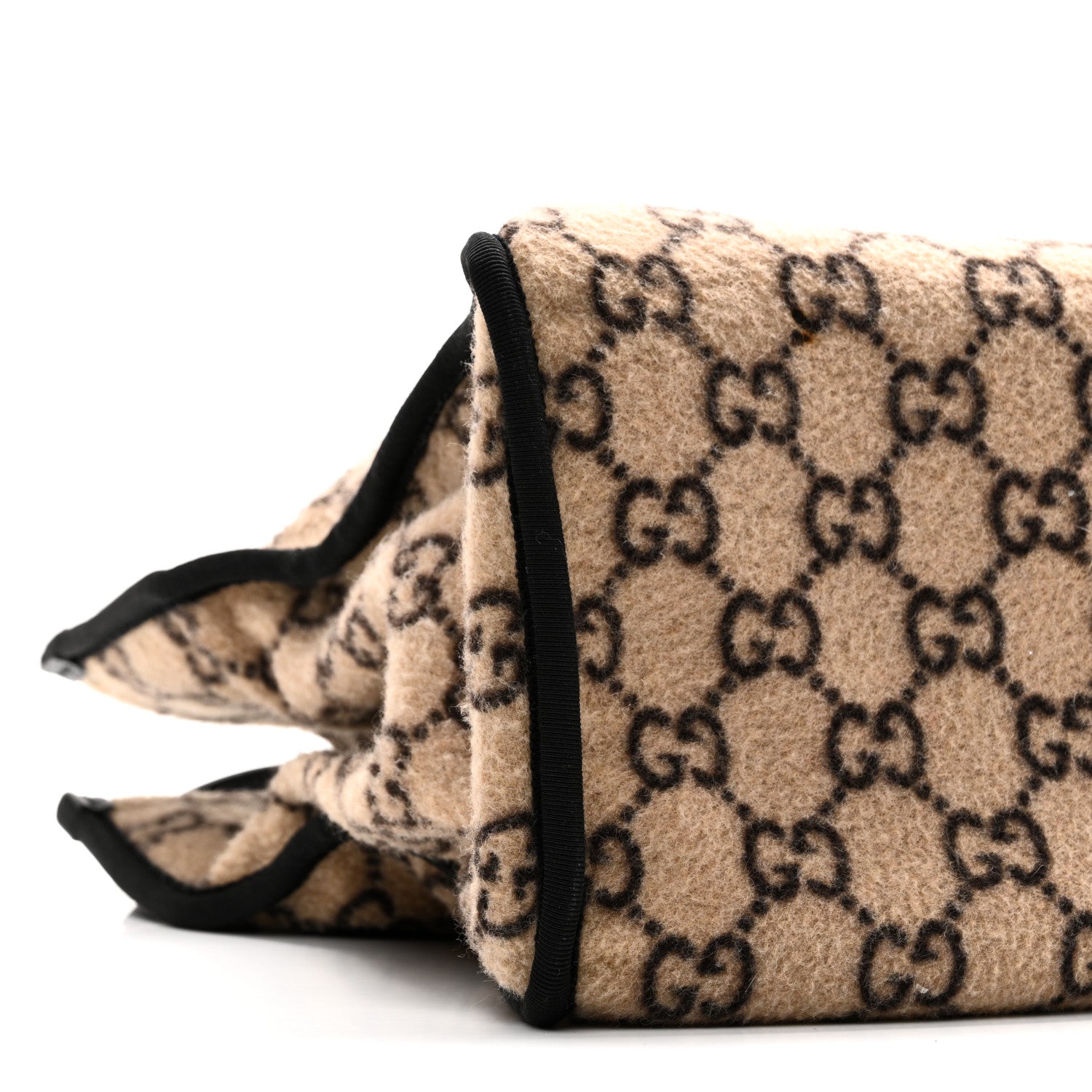 Covered Wool GG Monogram Large Tote Bag Beige Ebony