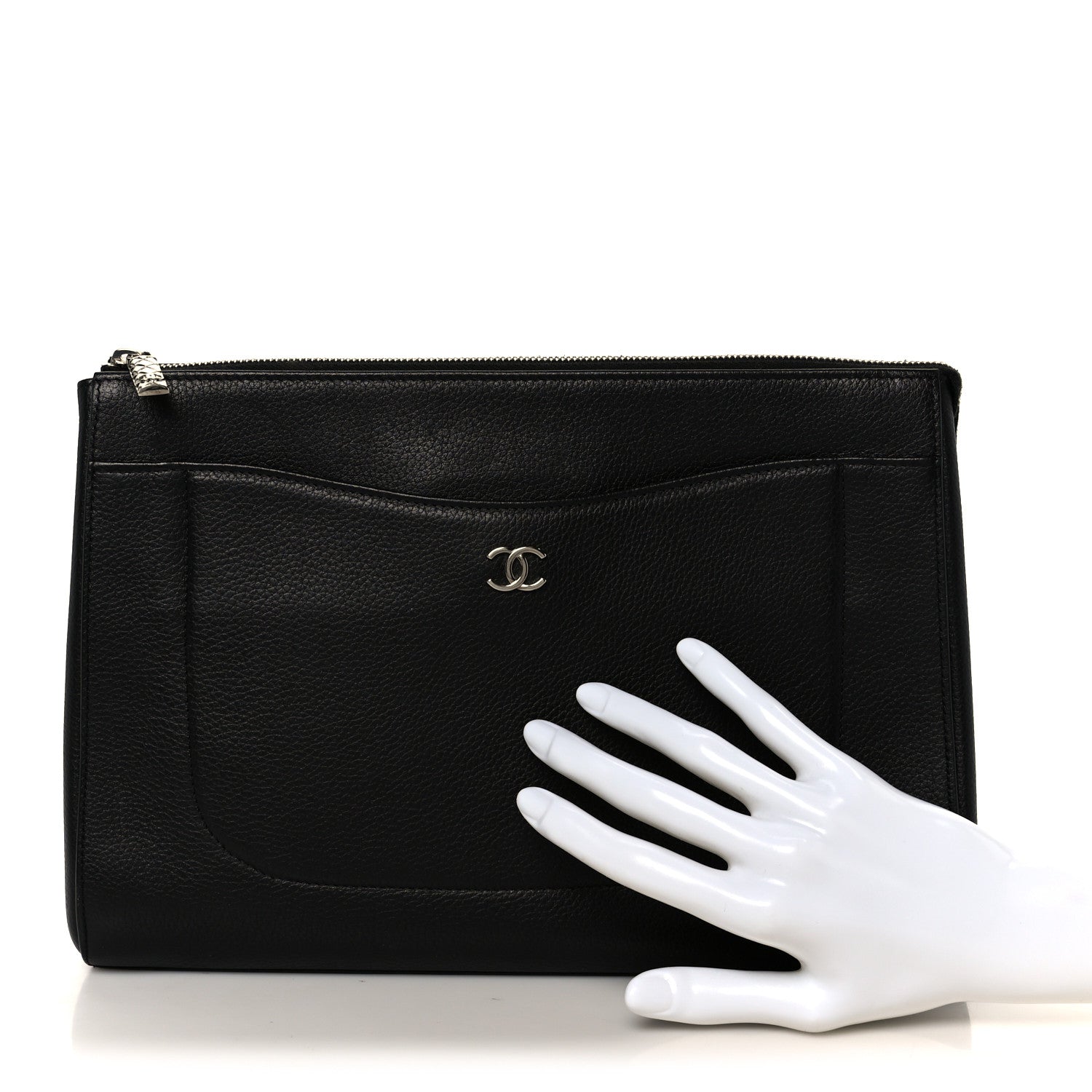 Grained Calfskin Large Neo Executive Cosmetic Case Black