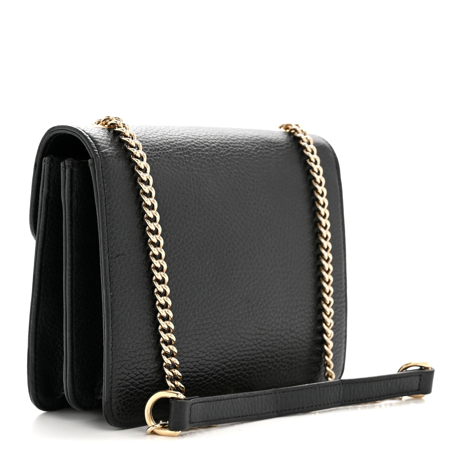Dollar Calfskin Small Interlocking G Shoulder Bag Black