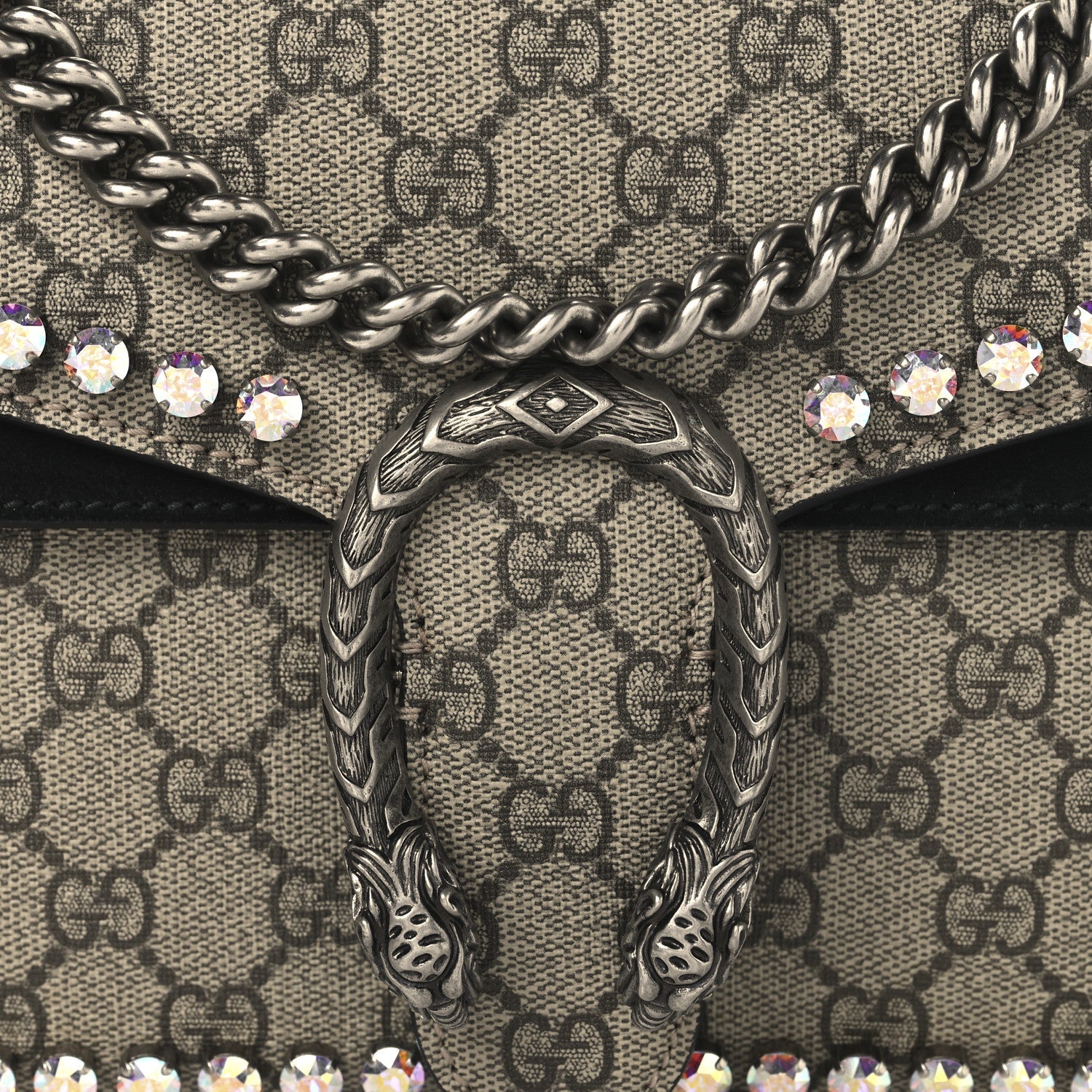 GG Supreme Monogram Crystal Small Dionysus Shoulder Bag Black