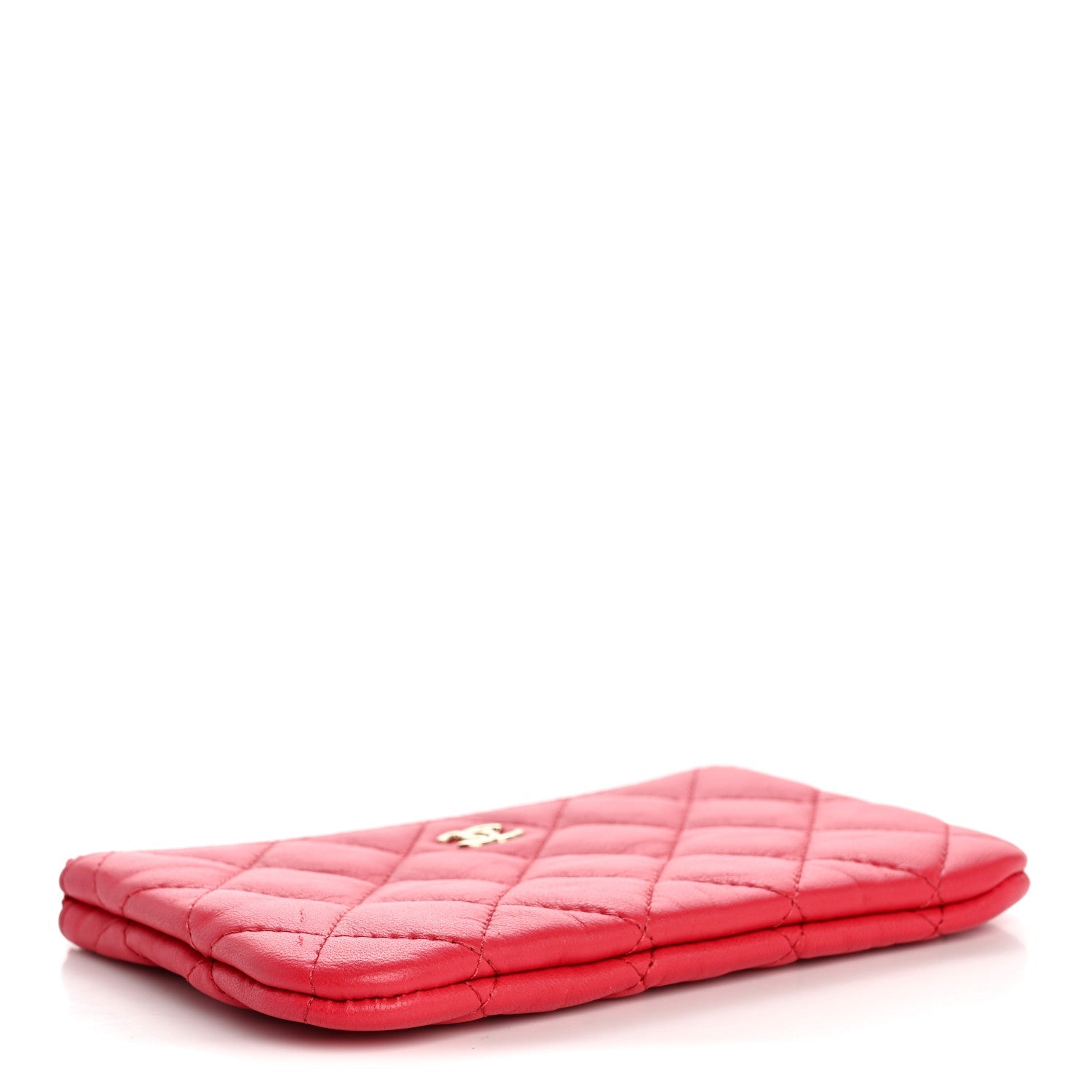 Lambskin Quilted Small Cosmetic Case Dark Pink