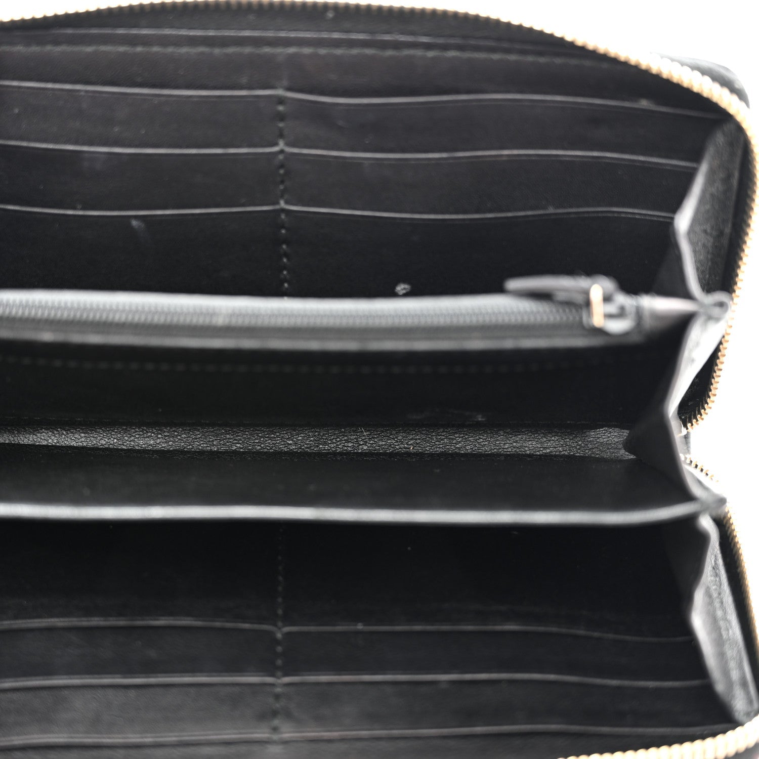 Guccissima Margaux Calfskin Metal Bar Zip Around Wallet Black