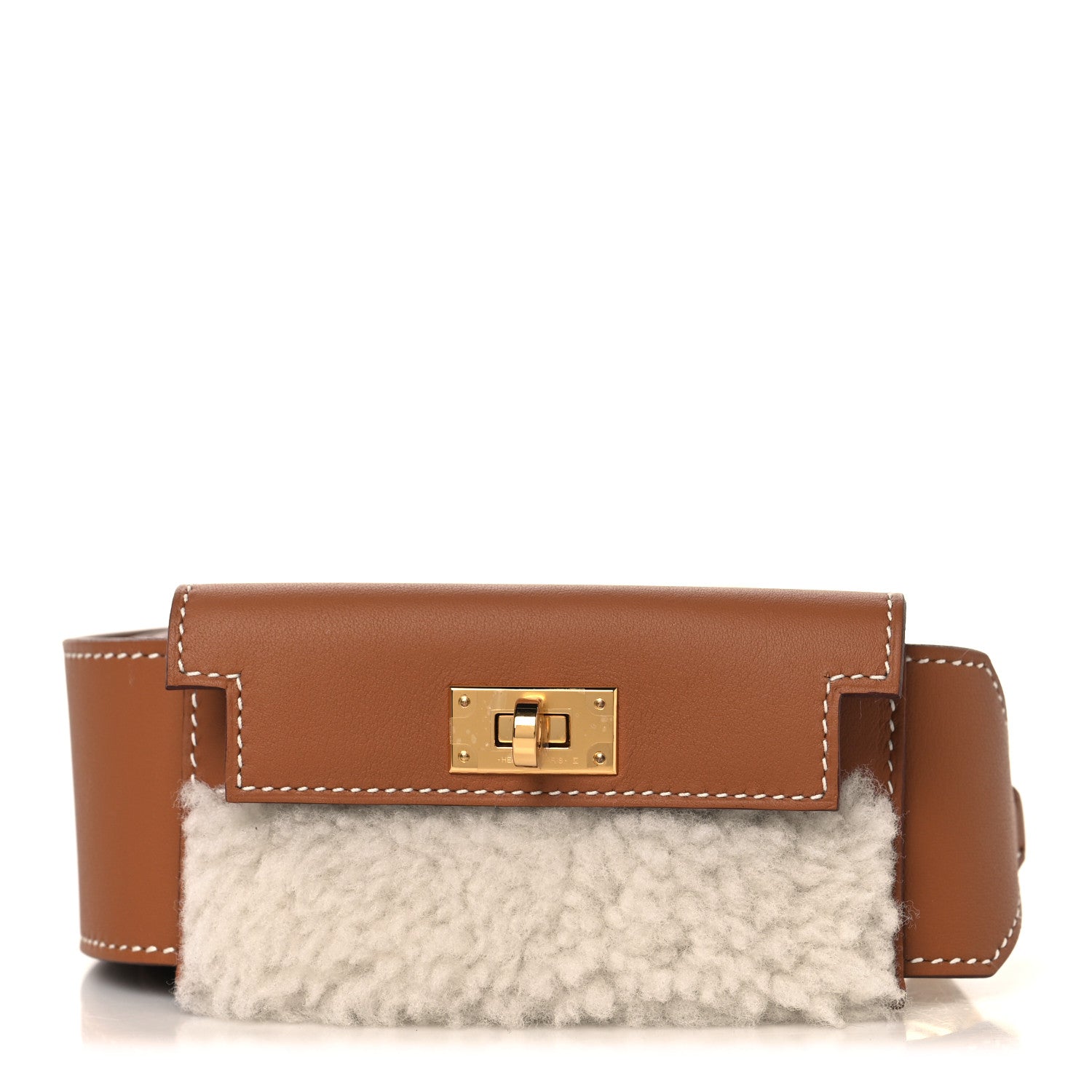 Swift Shearling Kelly Pocket Plush Shoulder Strap Gold