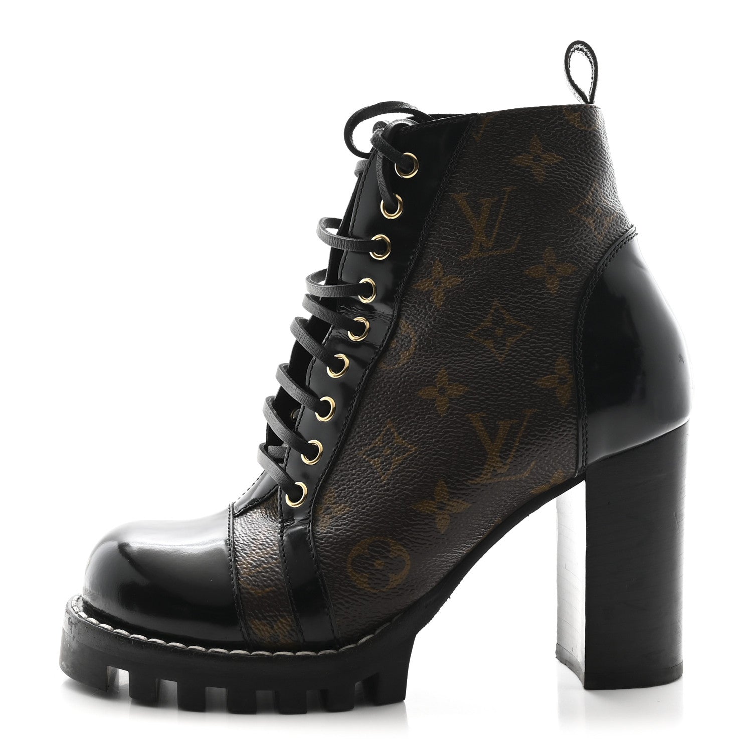Patent Calfskin Monogram Star Trail Ankle Boots 37.5 Black