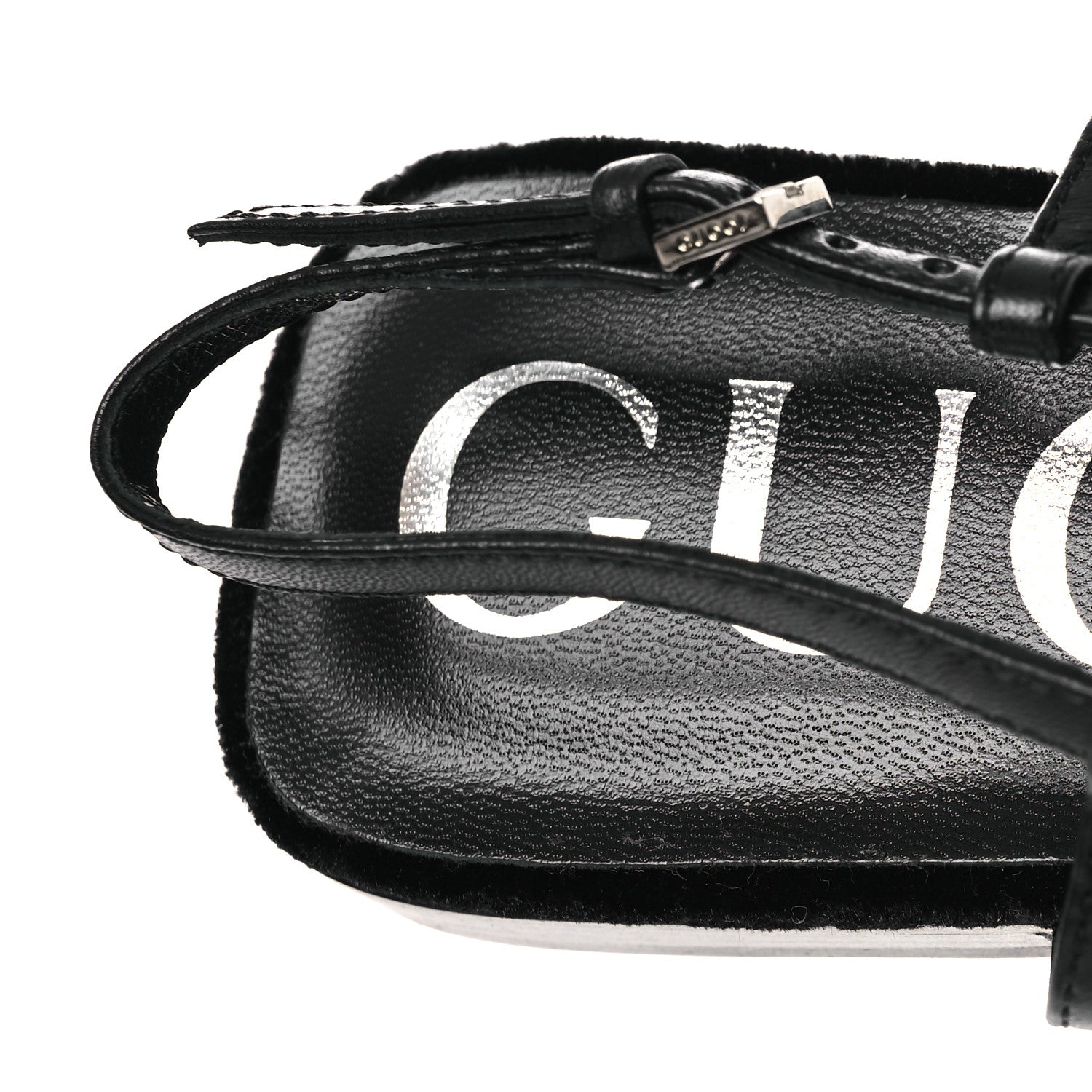 New Velvet Ashmir GG Monogram Malaga Kid Slingback Ballet Flats 37 Black