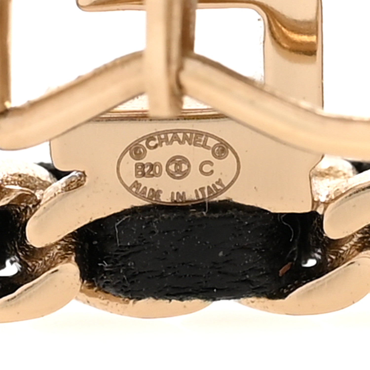 Metal Lambskin Vintage Allure Logo Hair Clip Black Gold