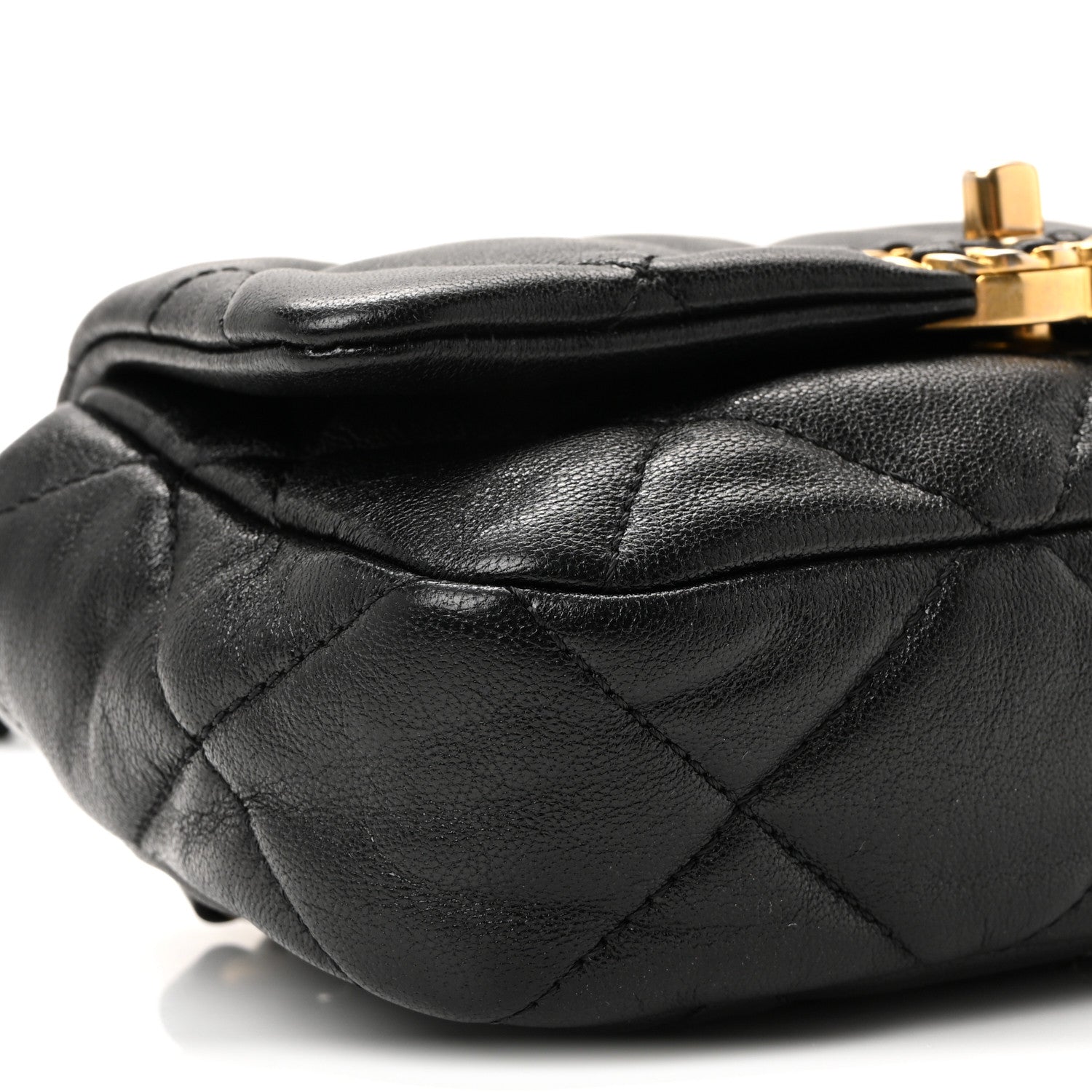 Goatskin Quilted Chanel 19 Waist Bag Black