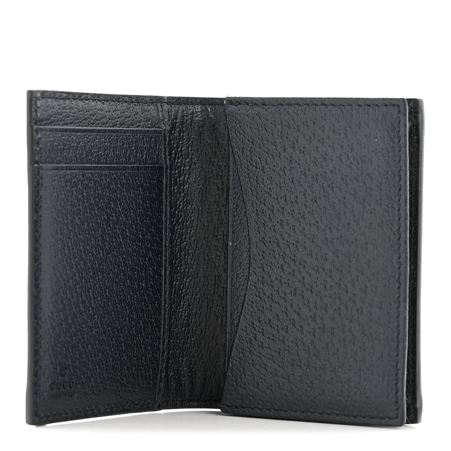 GG Supreme Monogram Textured Dollar Calfskin Web Ophidia Card Case Beige Blue