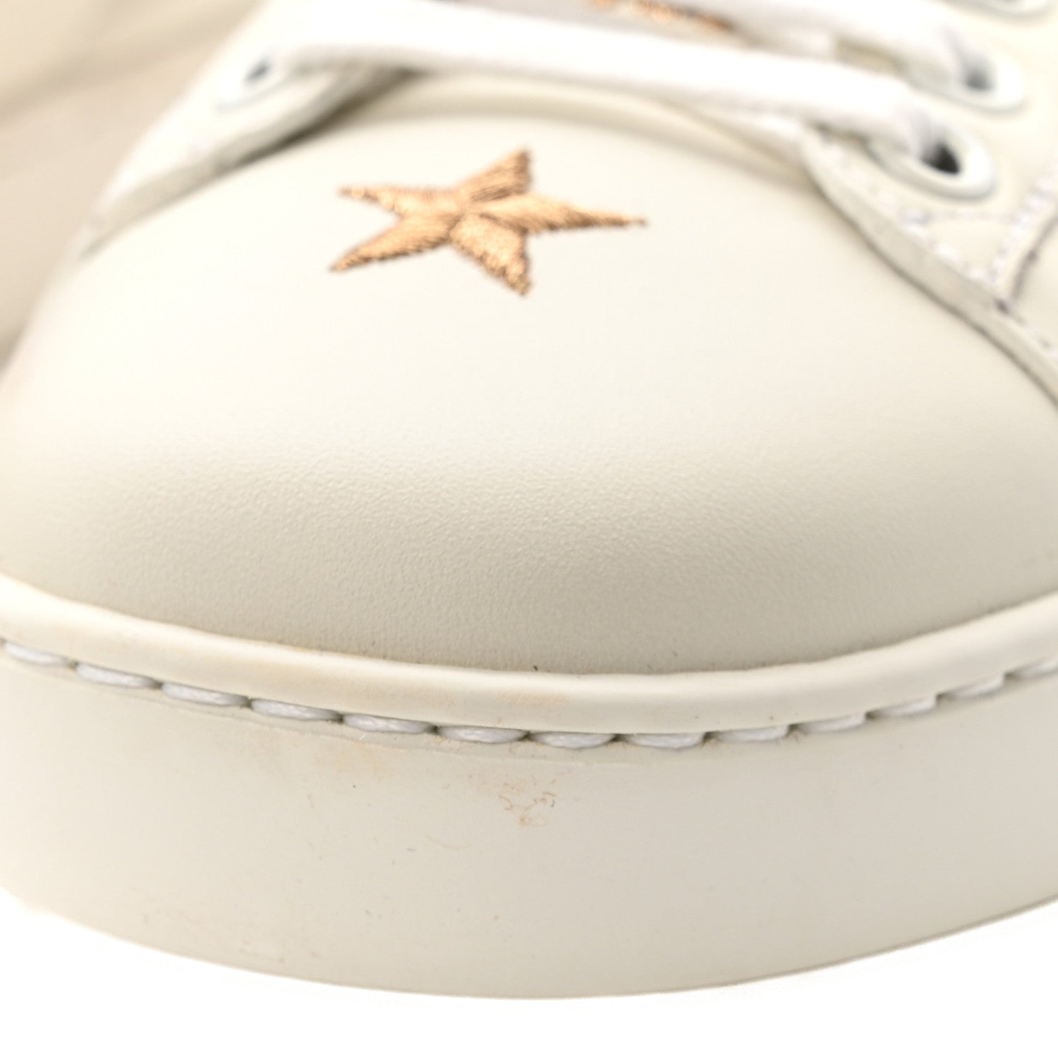 Calfskin Bee Star Embroidered Sylvie Web Ace Sneakers 38 White