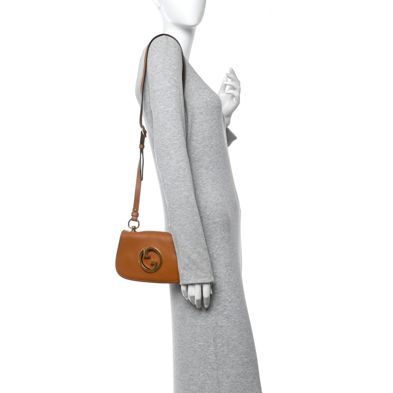 Roxy Calfskin Web Mini Blondie Shoulder Bag Cognac