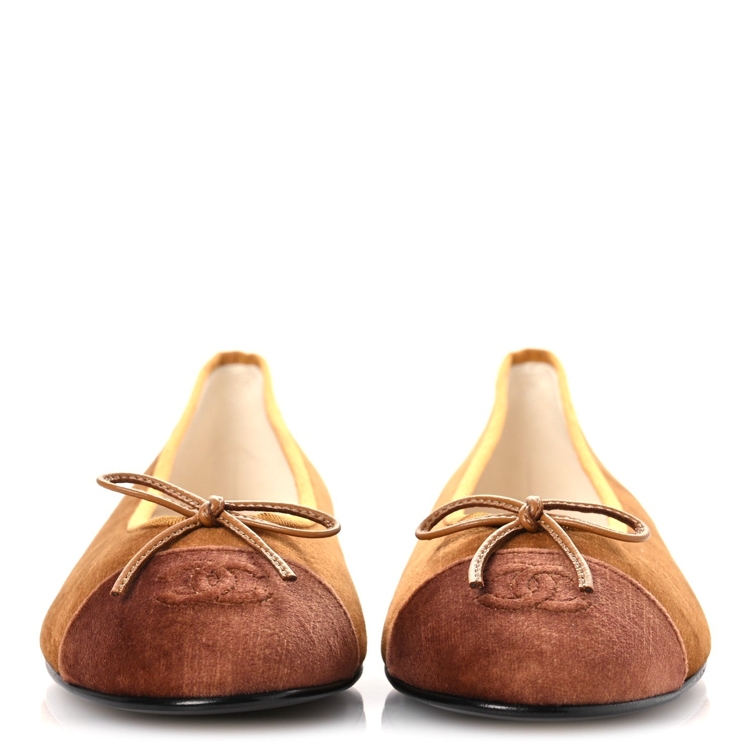 Velvet Cap Toe CC Ballerina Flats 39.5 Brown Light Brown