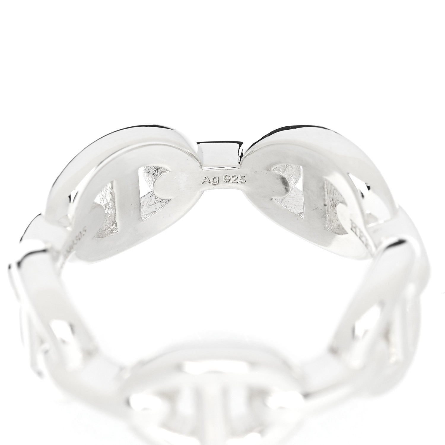 Sterling Silver PM Chaine d'Ancre Enchainee Band Ring 50 5.25