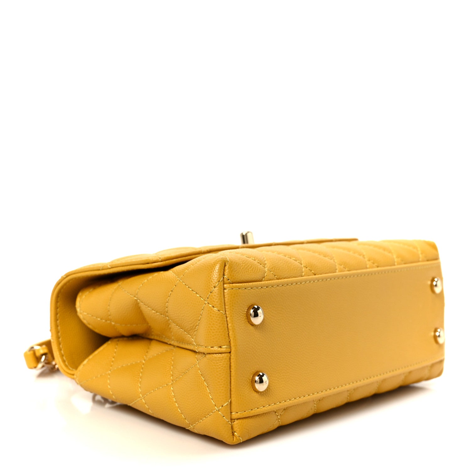 Caviar Quilted Mini Coco Handle Flap Yellow