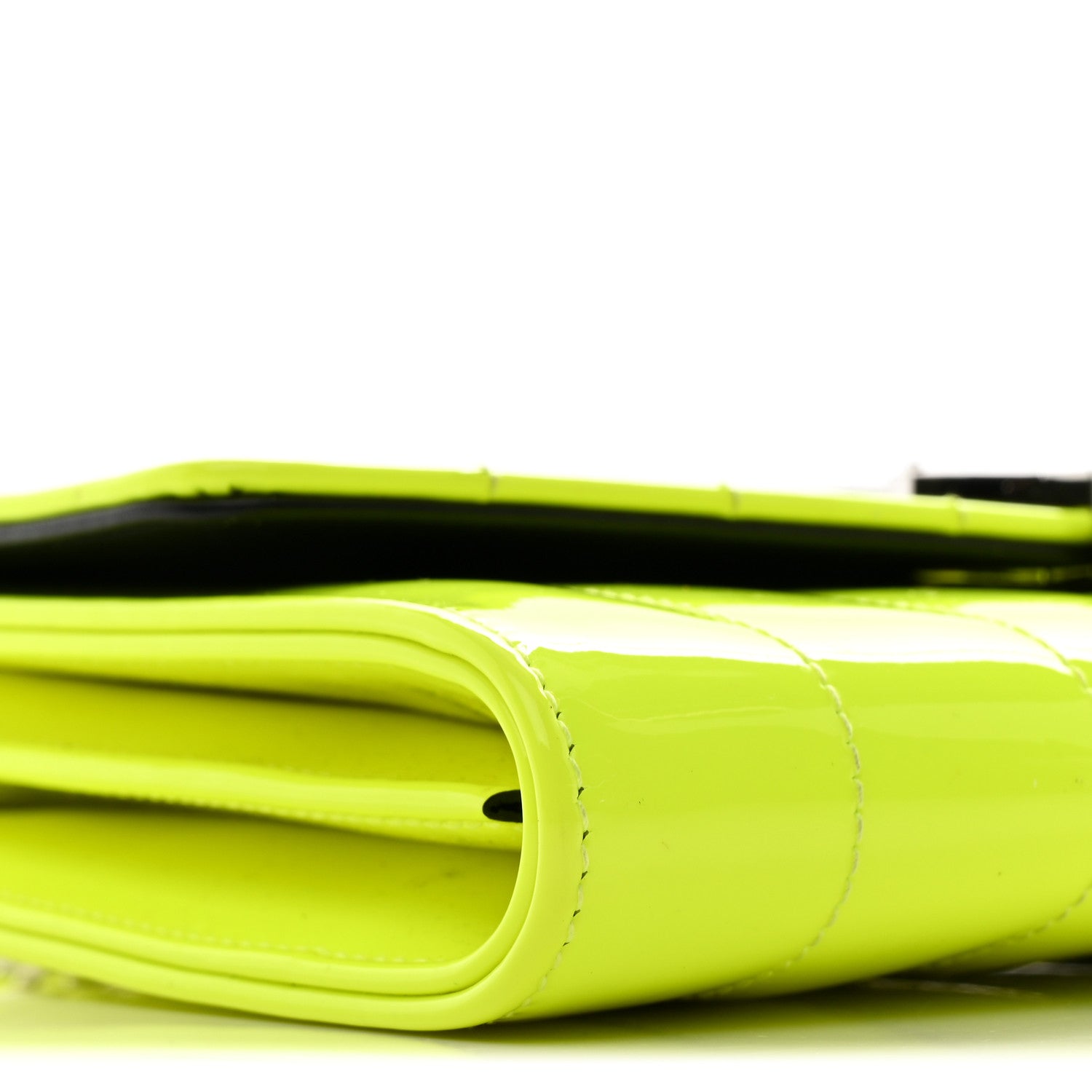 Patent Calfskin Matelasse Monogram Vicky Chain Wallet Neon Yellow