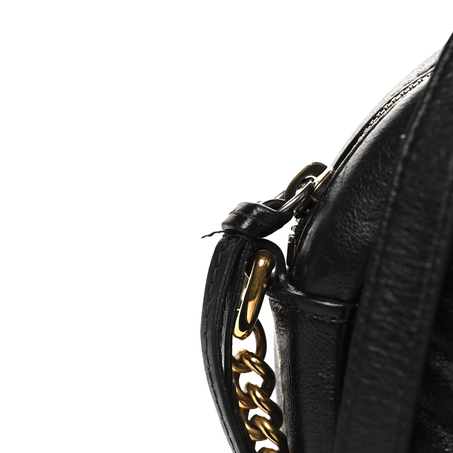 Azalea Calfskin Matelasse Heart Mini GG Marmont Round Shoulder Bag Black