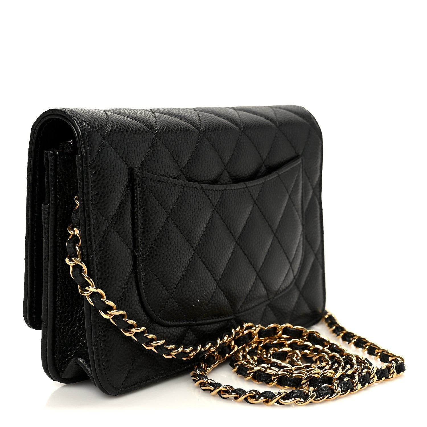 Caviar Quilted CC Turnlock Wallet On Chain WOC Black