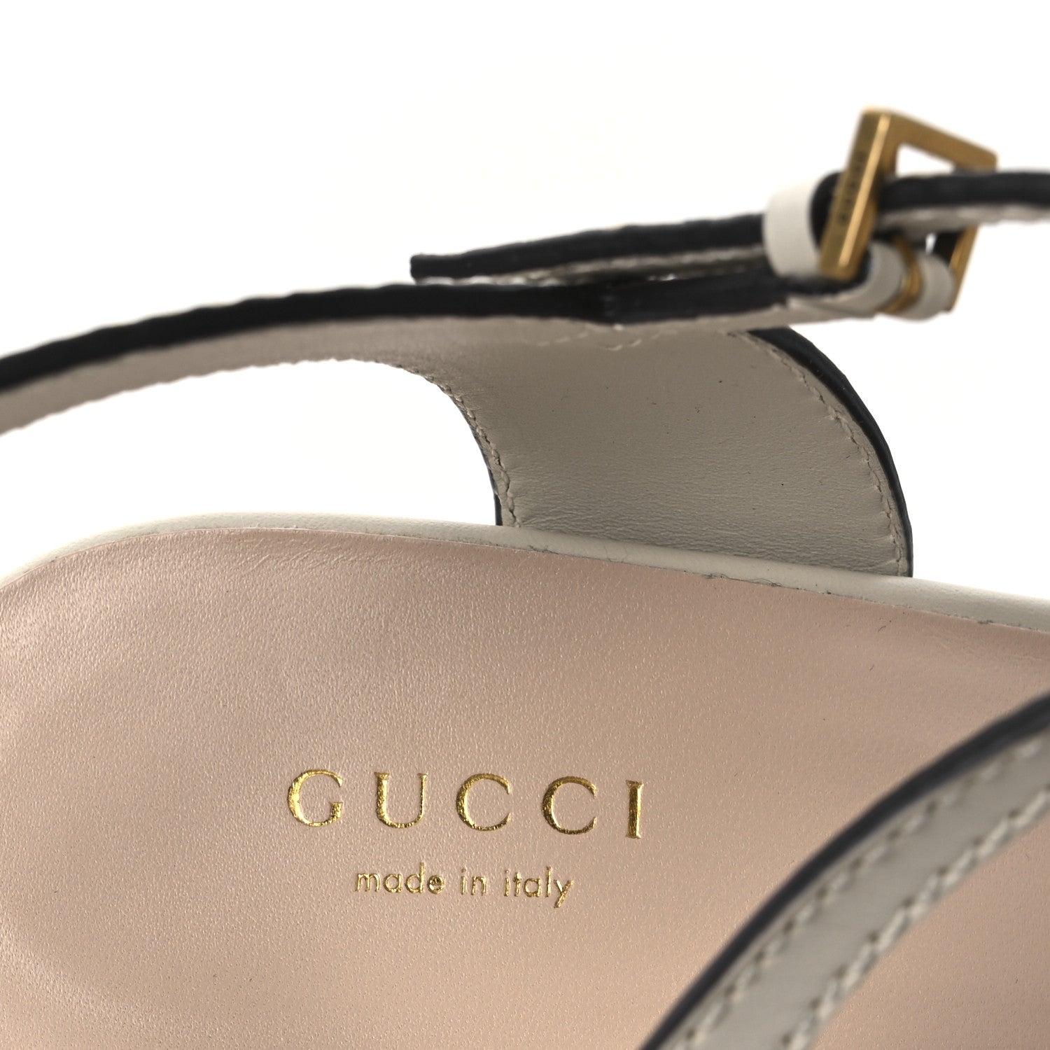 Cosmos Softy Calfskin Wooden Interlocking G Cut-Out 30/120mm Platform Sandals 40 Mystic White