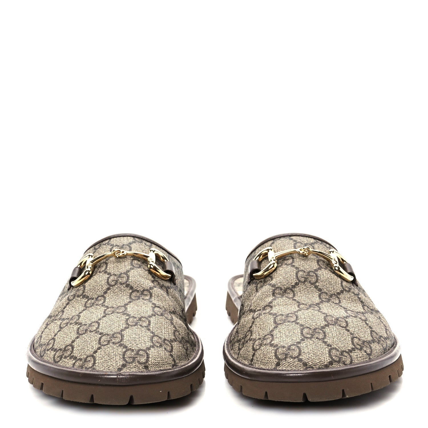 GG Supreme Monogram Miro Soft Calfskin Men's Horsebit Slippers 10 Beige Ebony New Acero