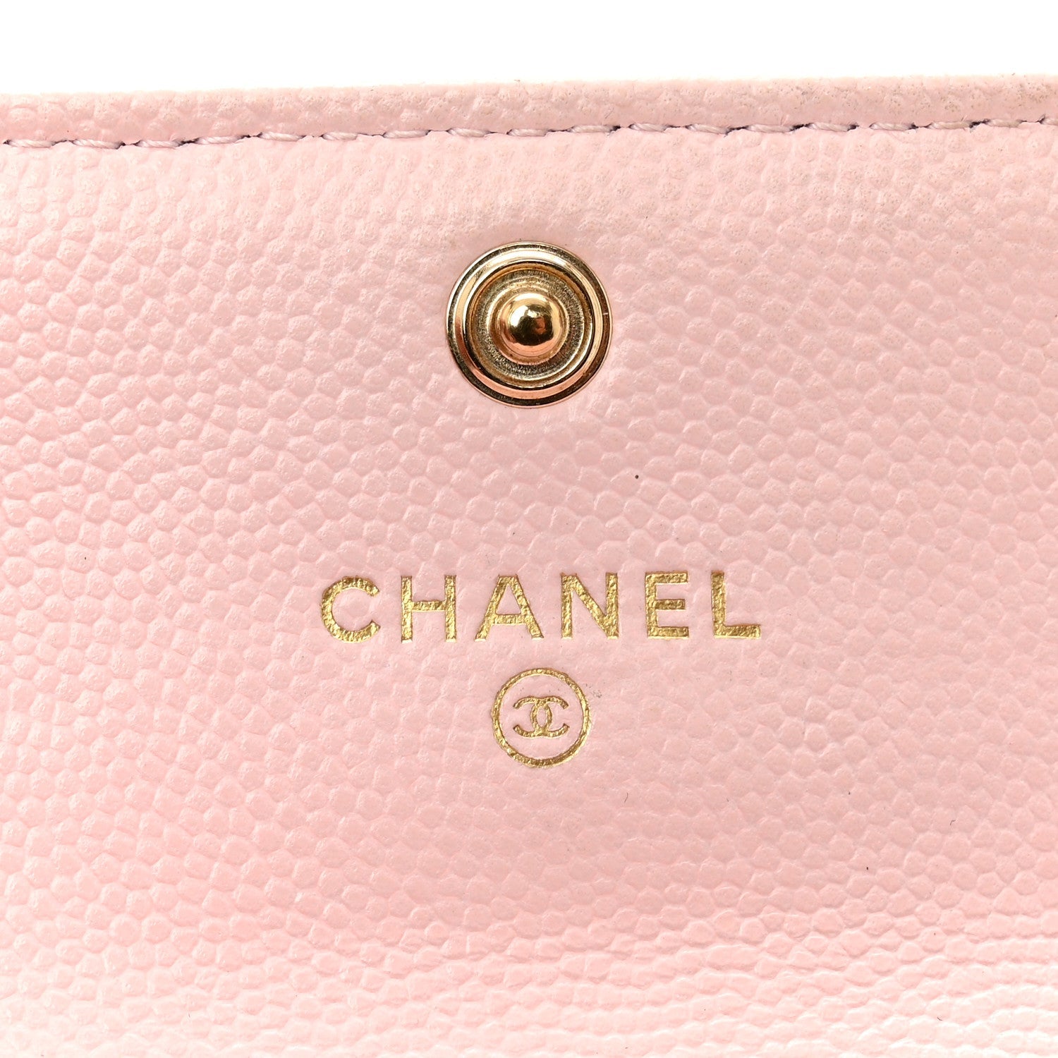 Caviar Quilted Crystal CC Flap Card Holder Pink