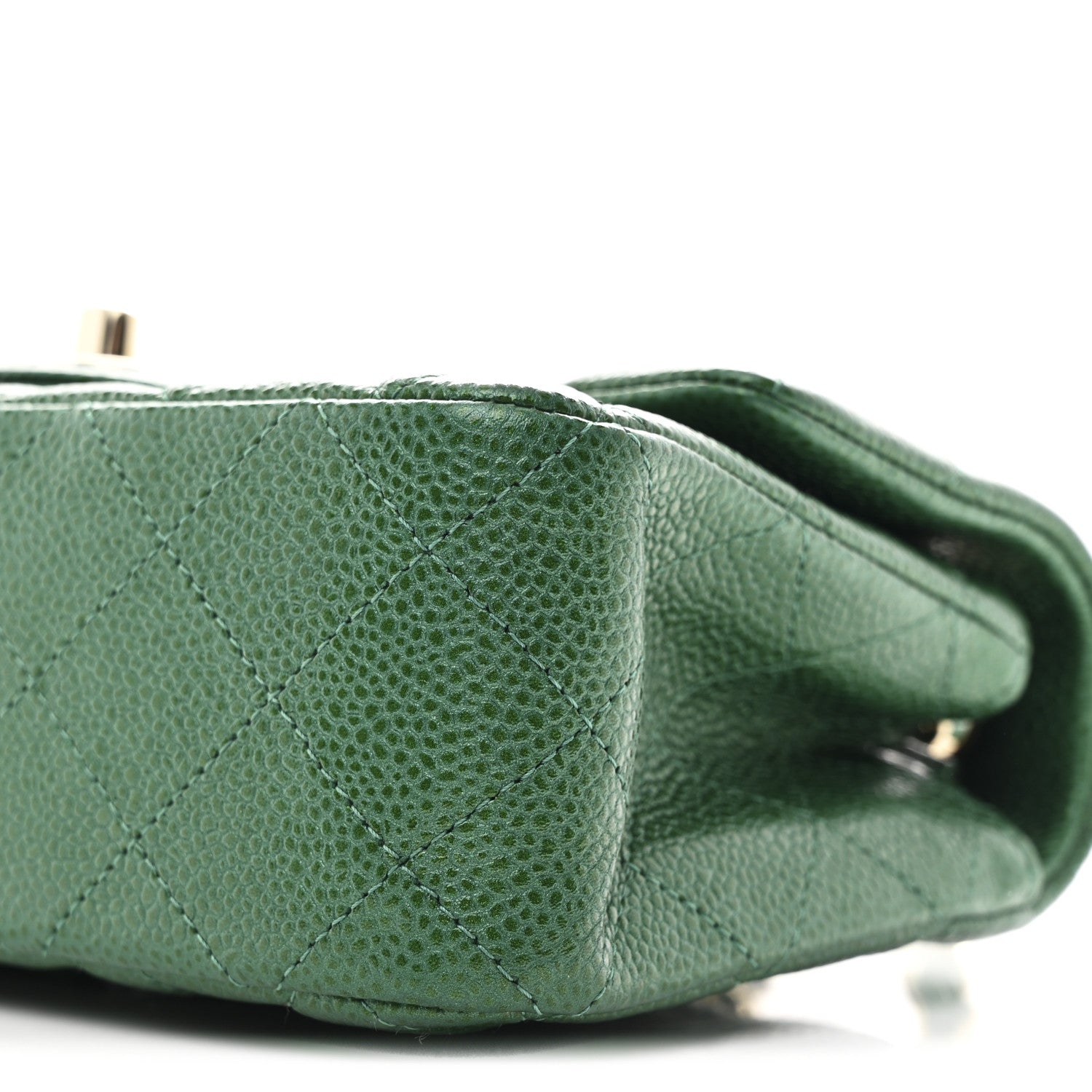 Metallic Caviar Quilted Mini Rectangular Flap Green