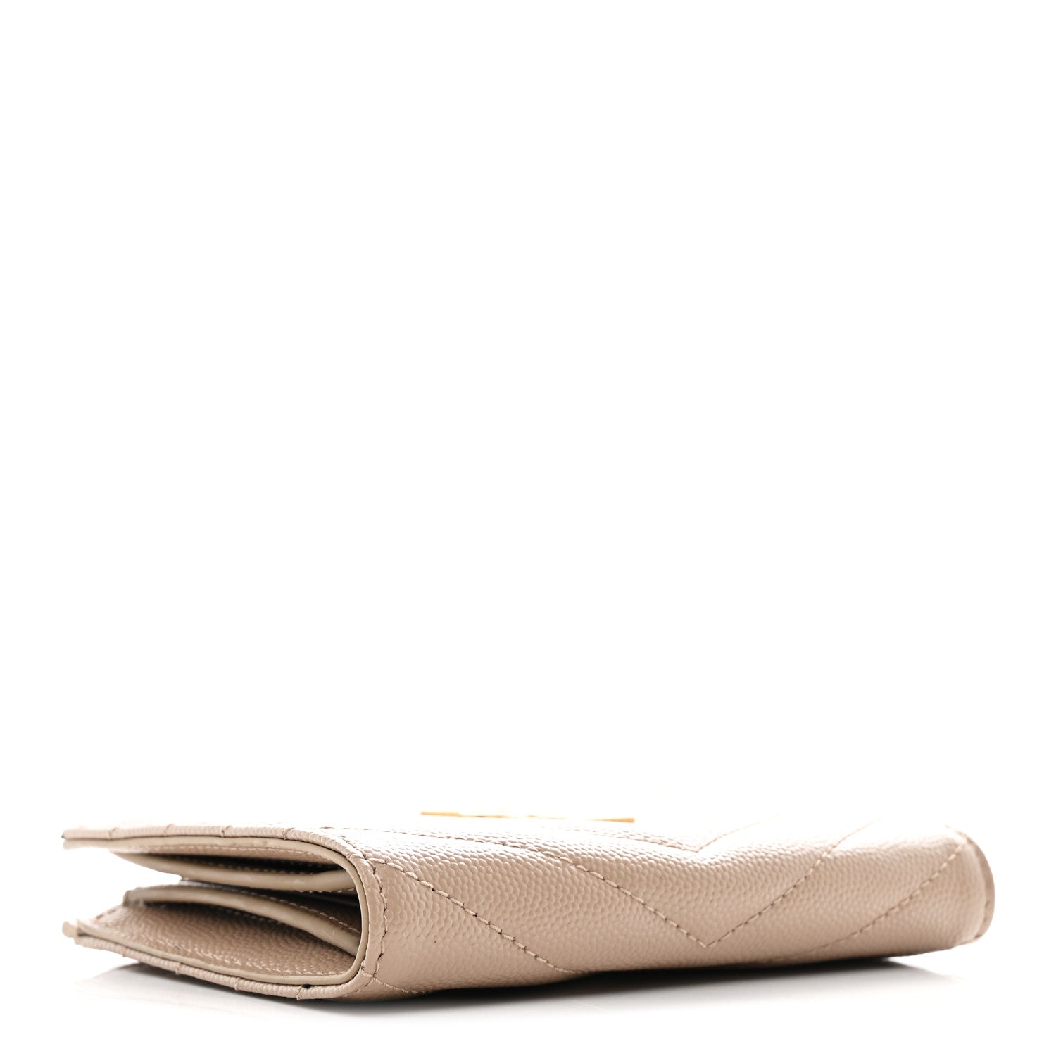 Grain De Poudre Matelasse Chevron Monogram Zipped Two-Part Wallet Dark Beige