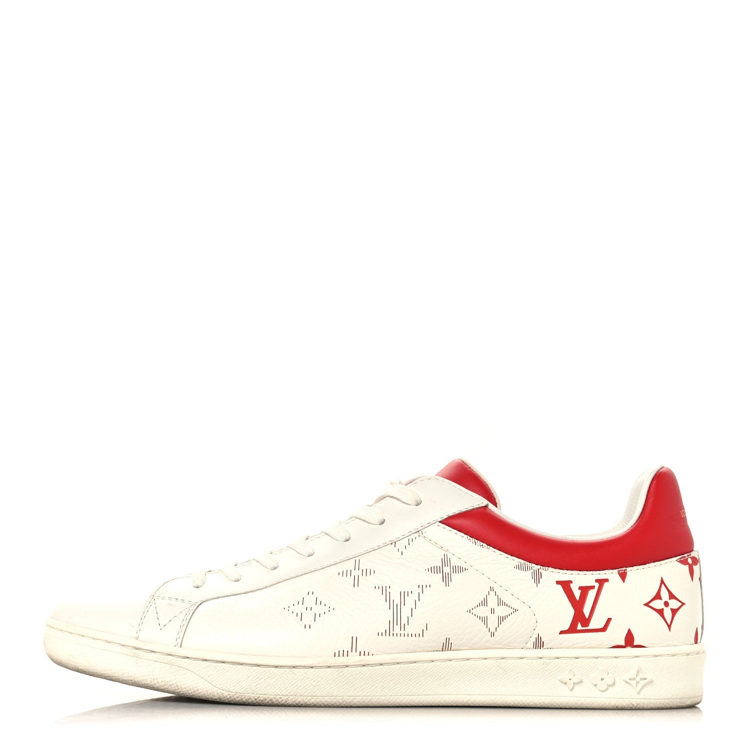 Calfskin Monogram Luxembourg Sneakers 10 Red White