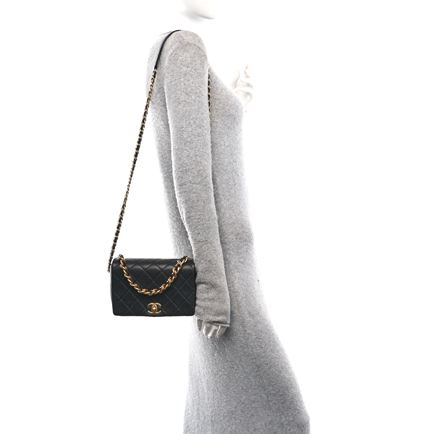 Caviar Quilted Small Fashion Therapy Flap Bag Black