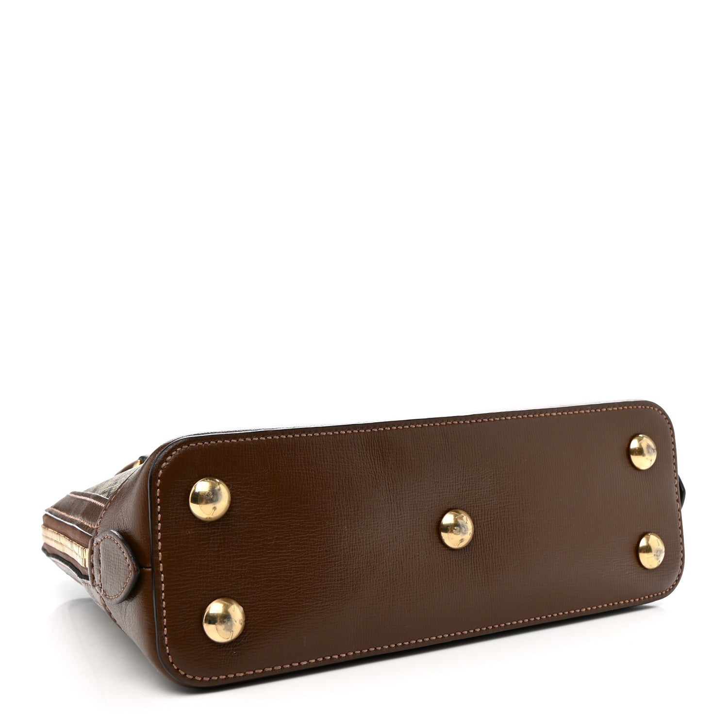 GG Supreme Monogram Azalea Calfskin Small Horsebit 1955 Top Handle Bag Beige Ebony Brown Sugar