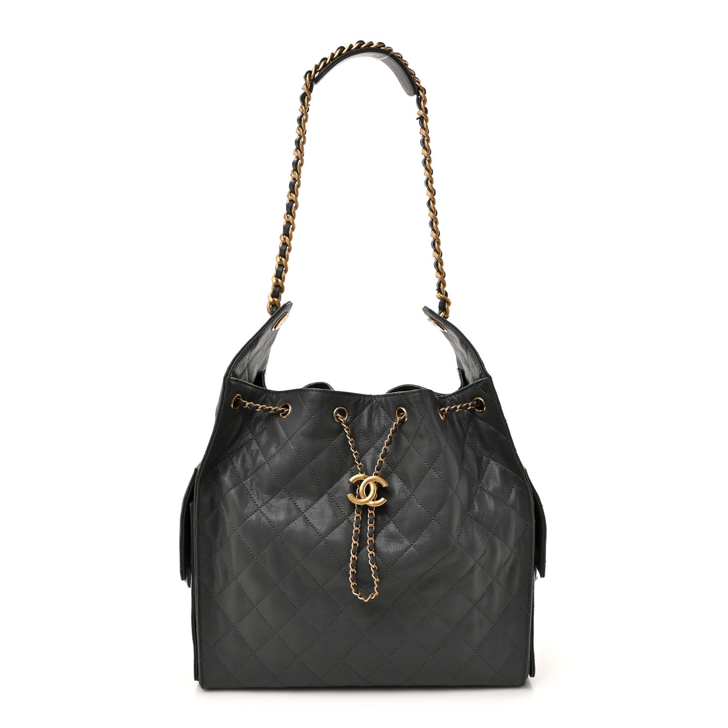 Caviar Quilted Medium Chanel 25 Handbag Dark Gray