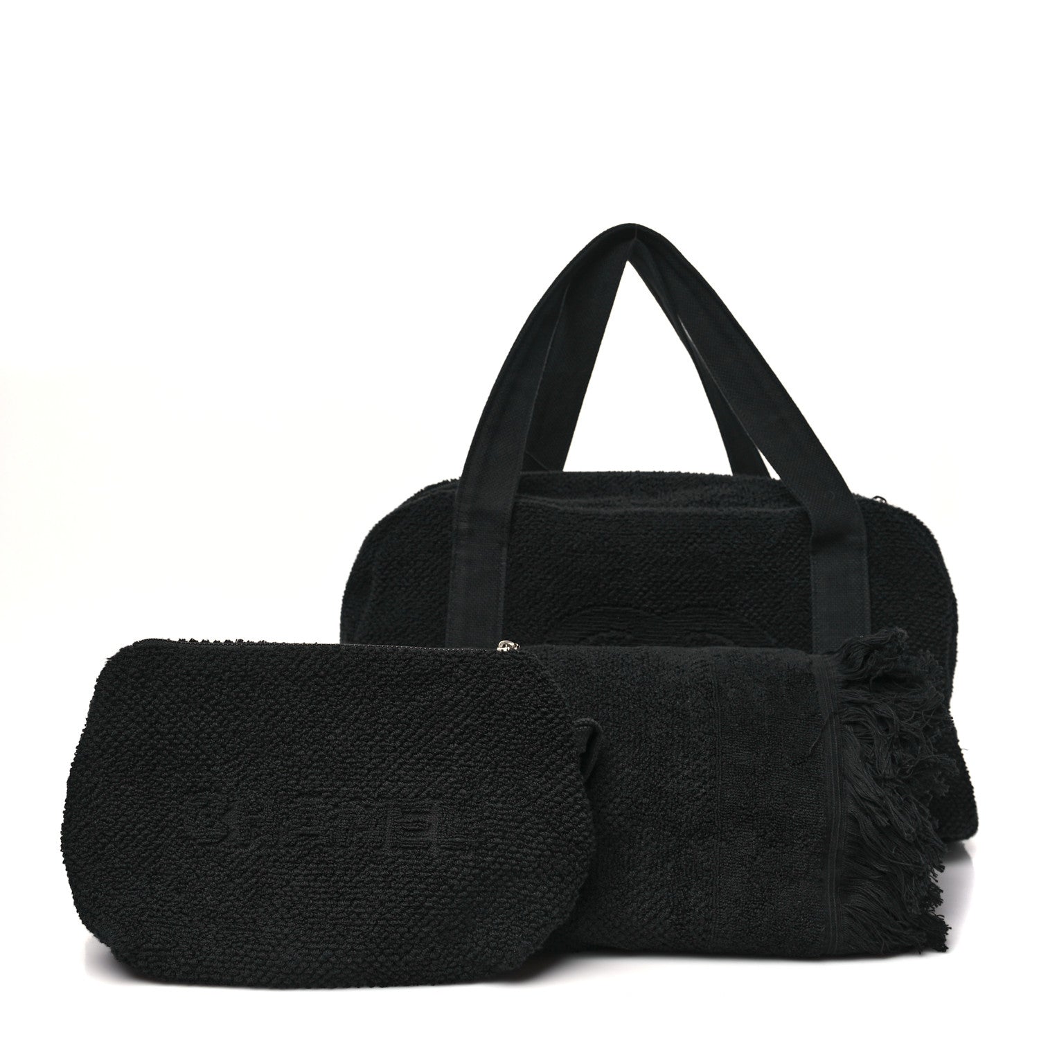 Terry Cotton CC Beach Duffel Towel Set Black