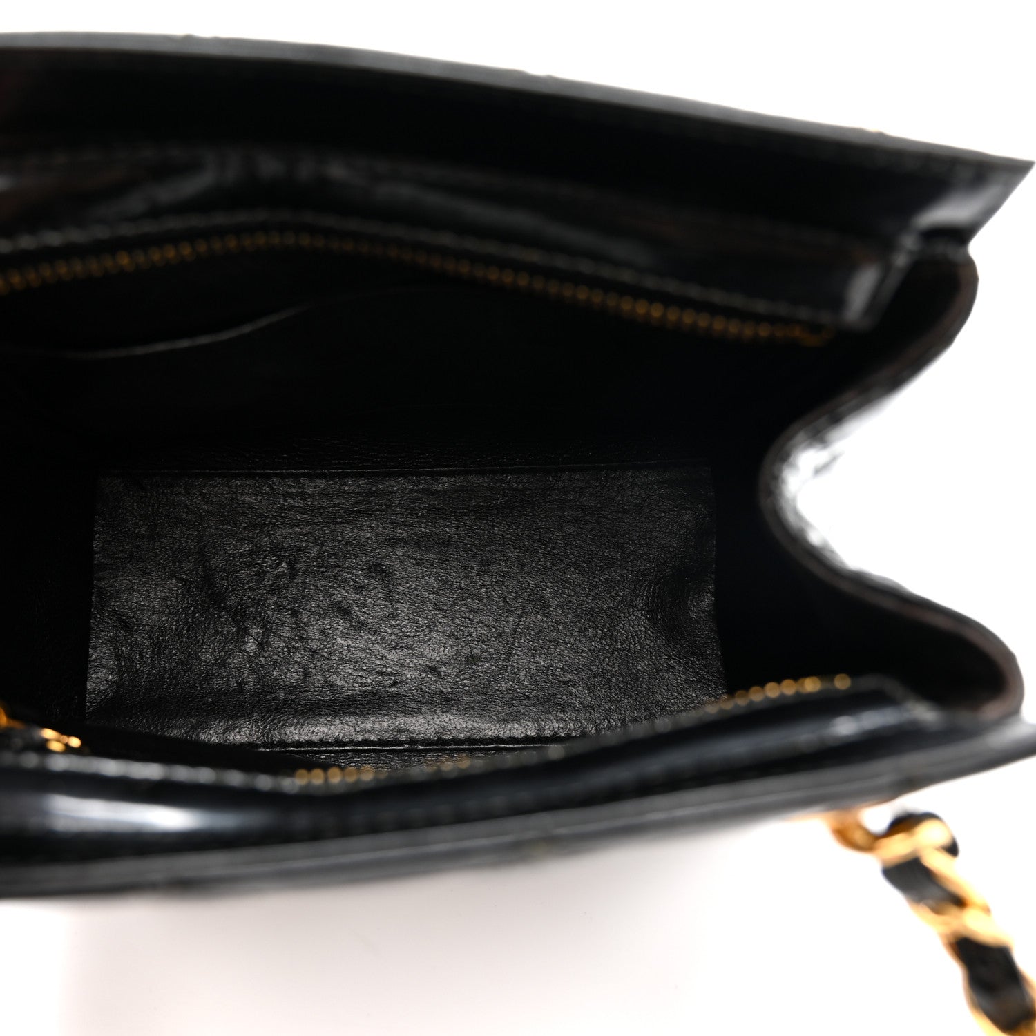 Patent Quilted Mini Shoulder Bag Black