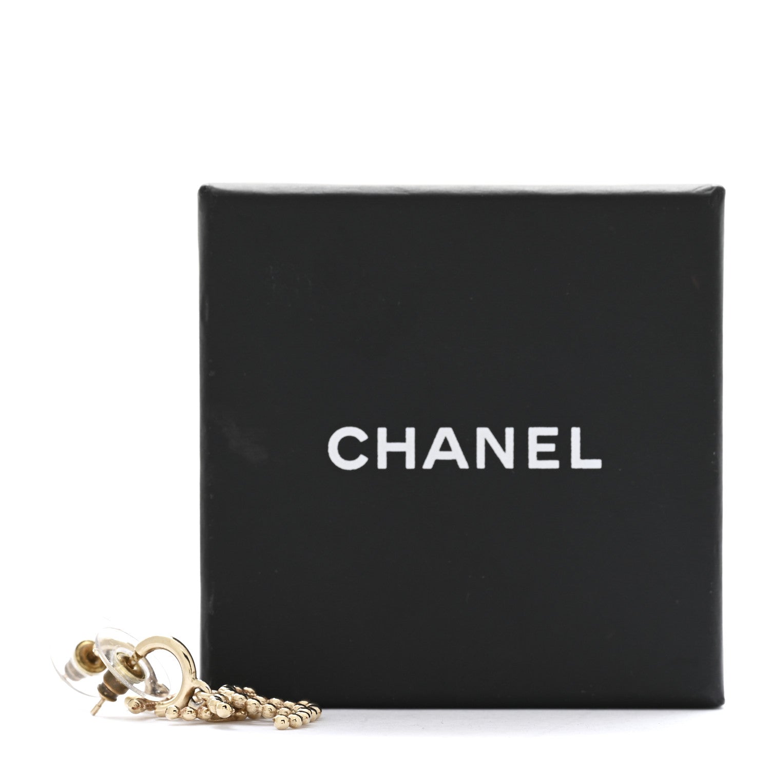 Metal Bead CC Drop Earrings Gold