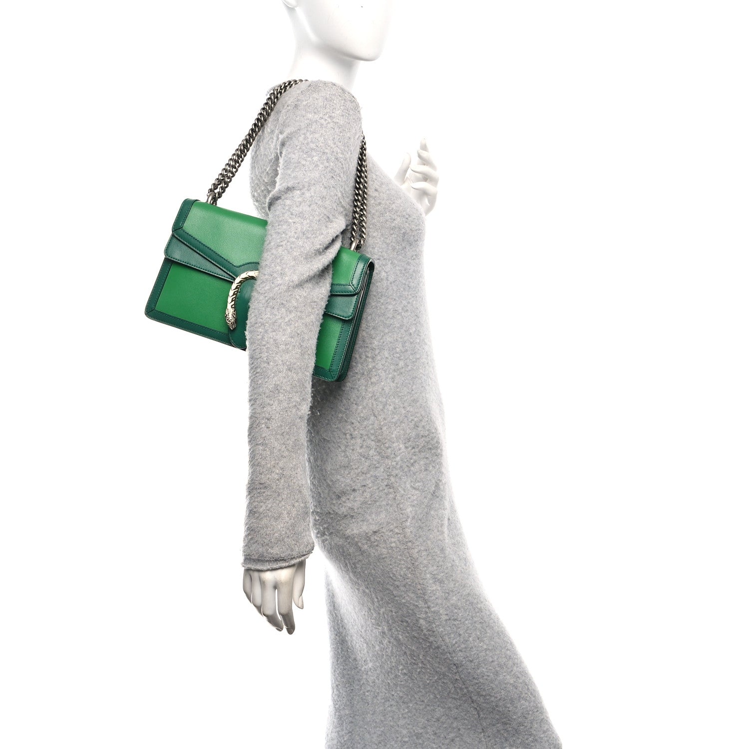 Azalea Calfskin Enamel Small Dionysus Shoulder Bag New Shamarock Emerald Off White