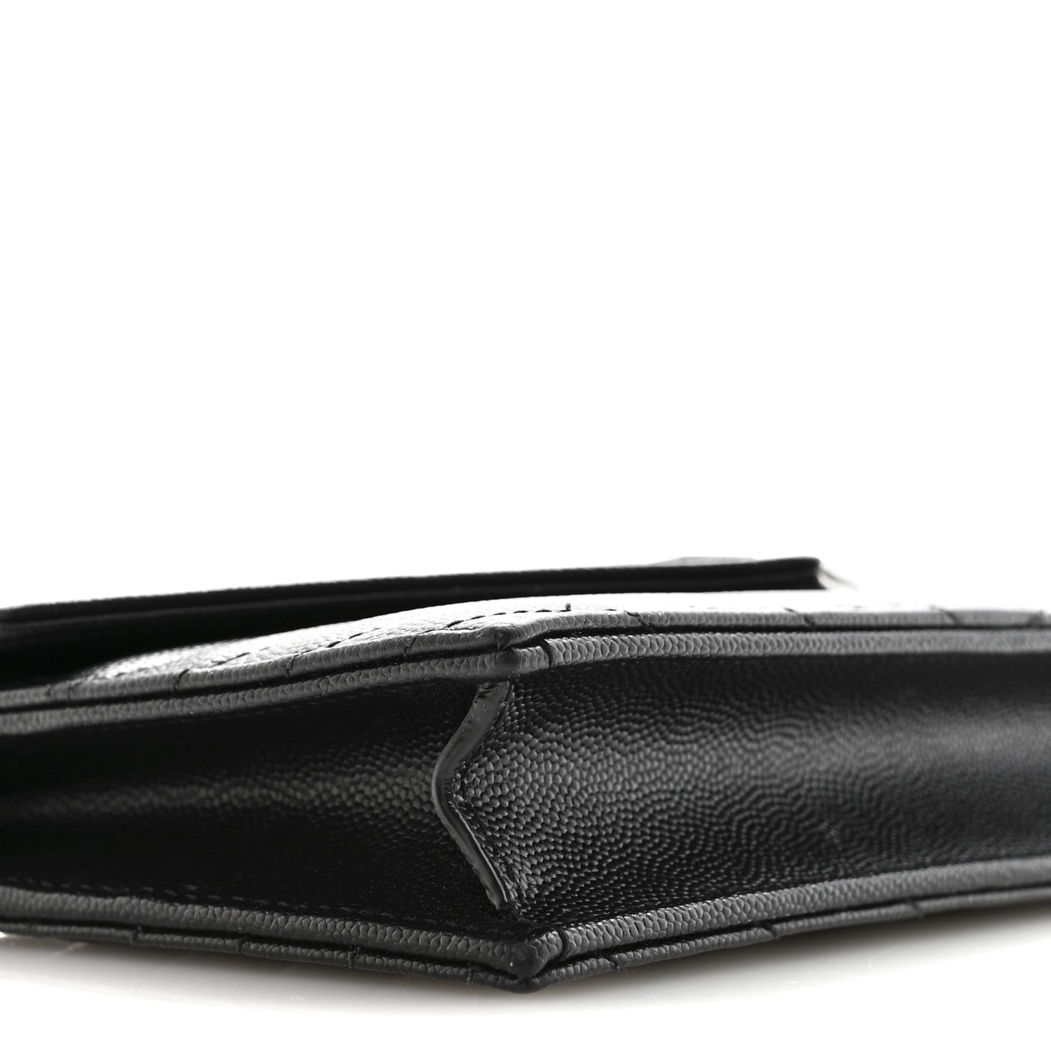Grain De Poudre Matelasse Chevron Monogram Monochrome Envelope Chain Wallet Black