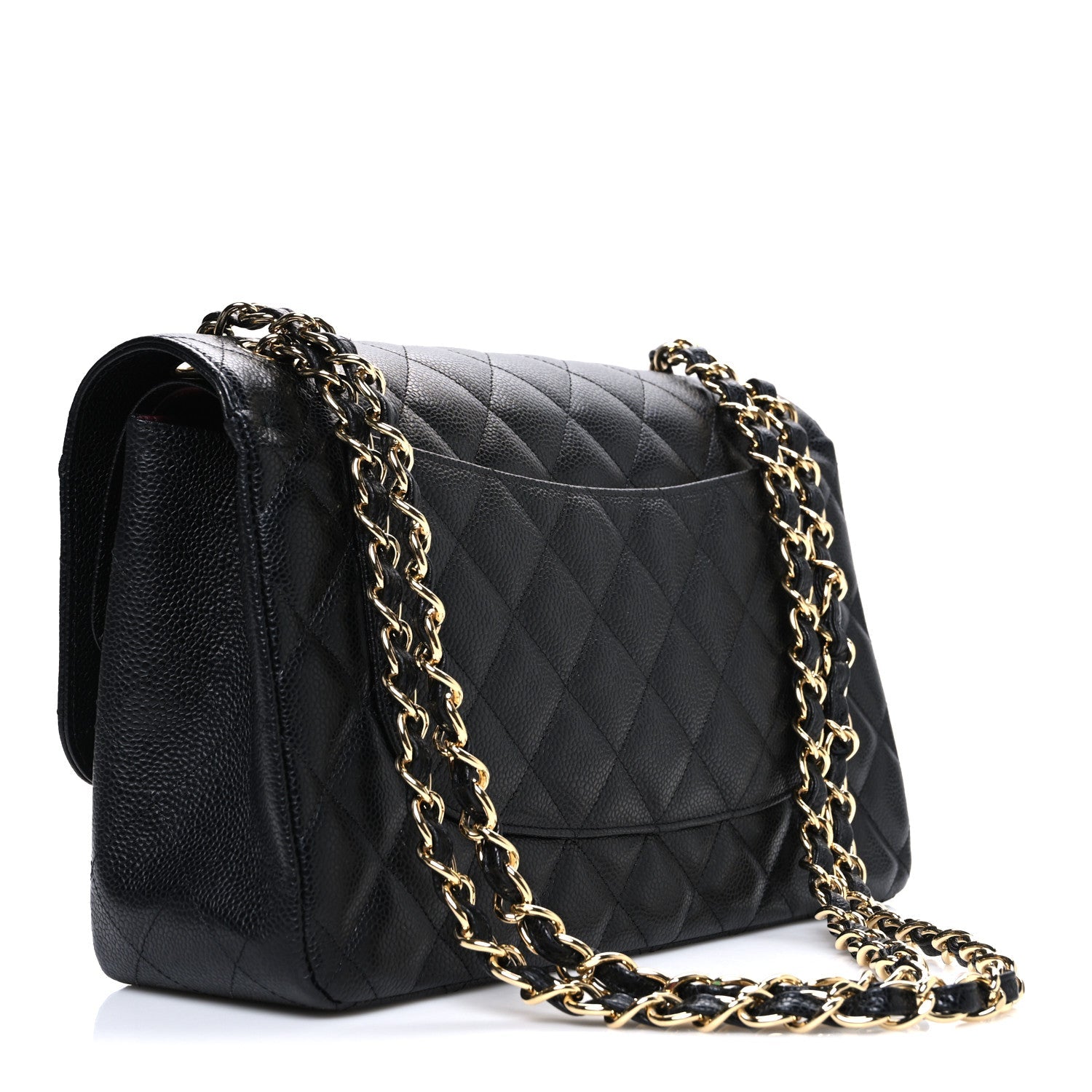Caviar Quilted Jumbo Double Flap Black