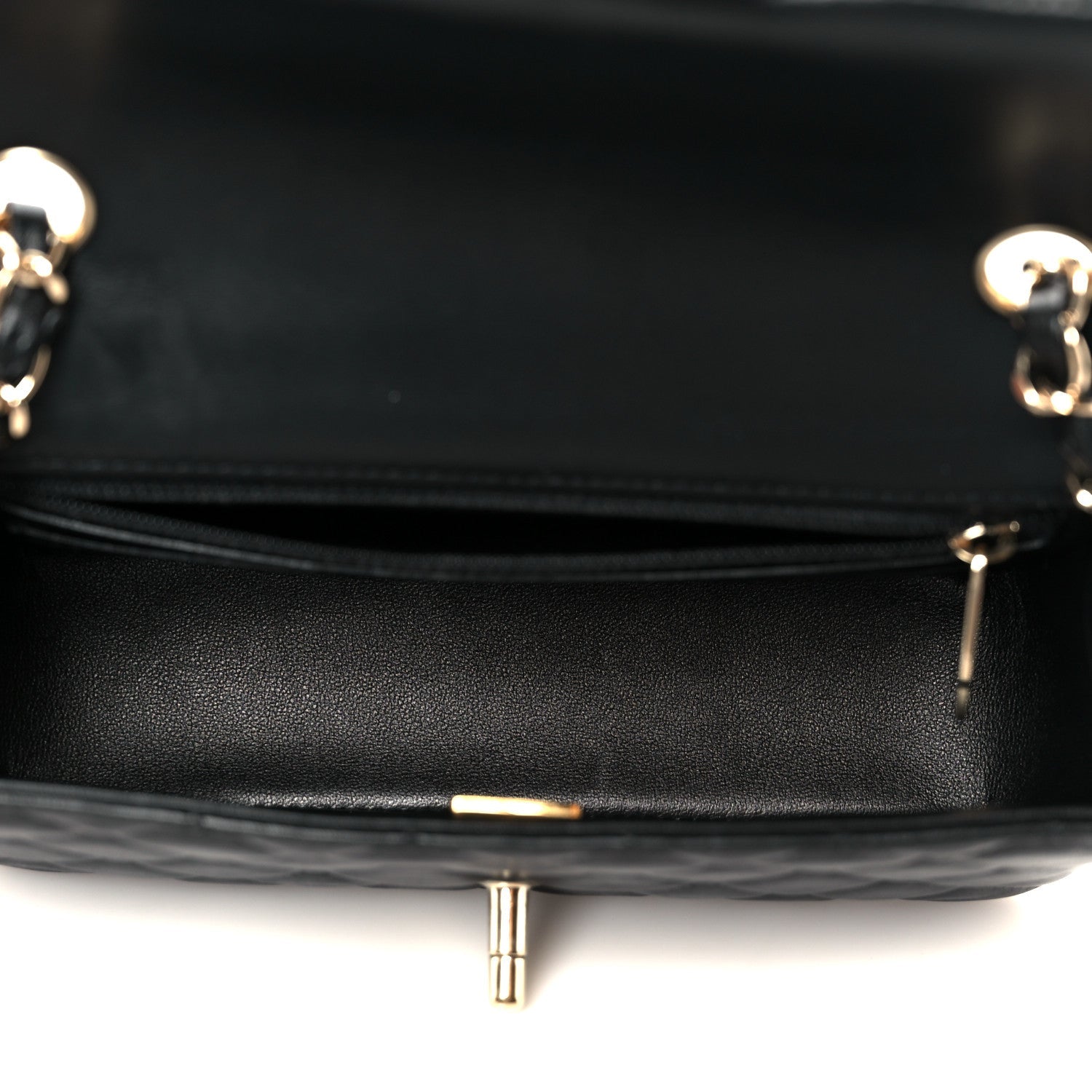 Lambskin Quilted Mini Rectangular Flap Black