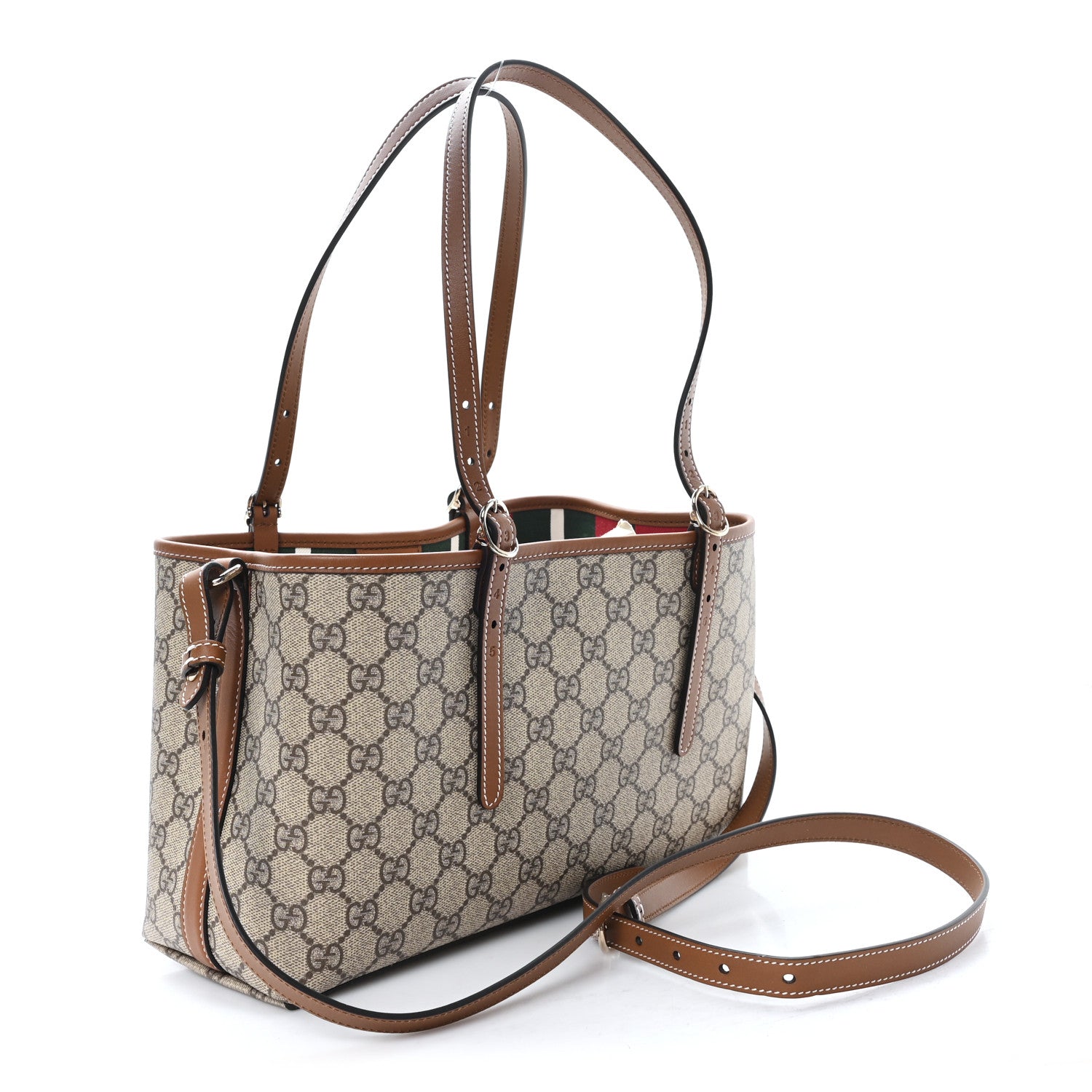 GG Supreme Monogram Emblem Medium Tote Bag Beige Dark Brown