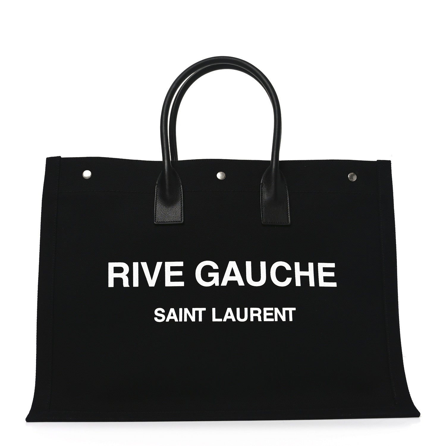 Linen Calfskin Rive Gauche Tote Black