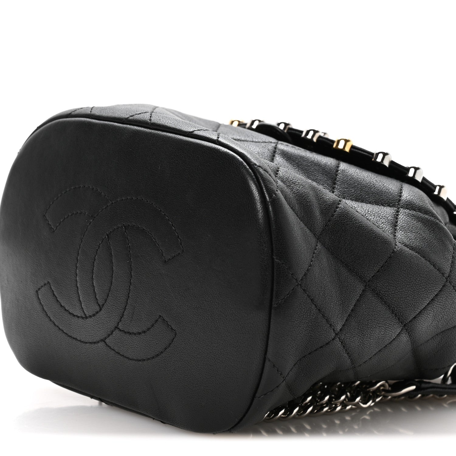 Lambskin Quilted Metallic Bubble Backpack Black