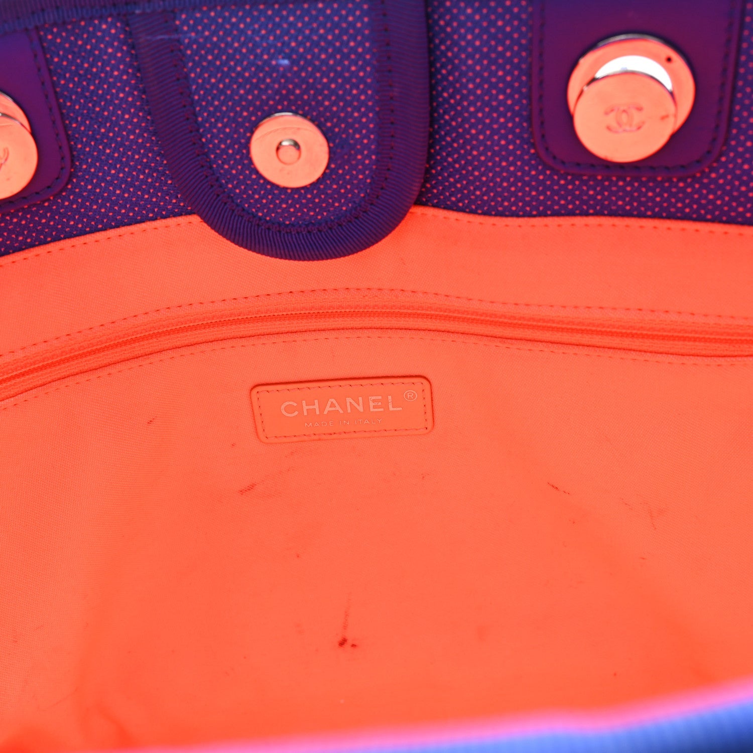 Mixed Fibers Small Deauville Tote Blue Orange