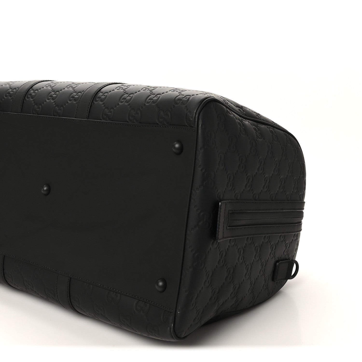 Rubber Effect GG Embossed Large Duffle Bag Black