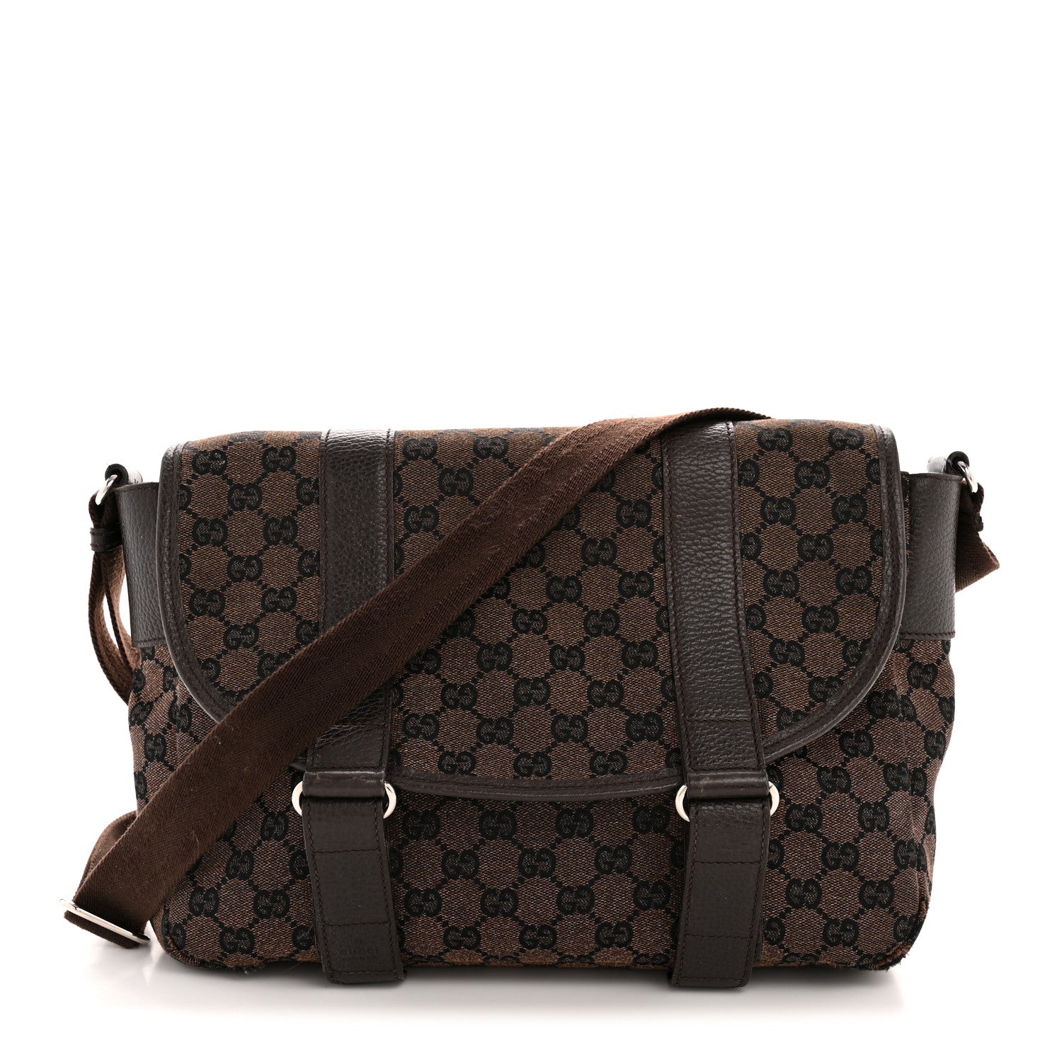 Monogram Medium Double Buckle Flap Messenger Dark Brown