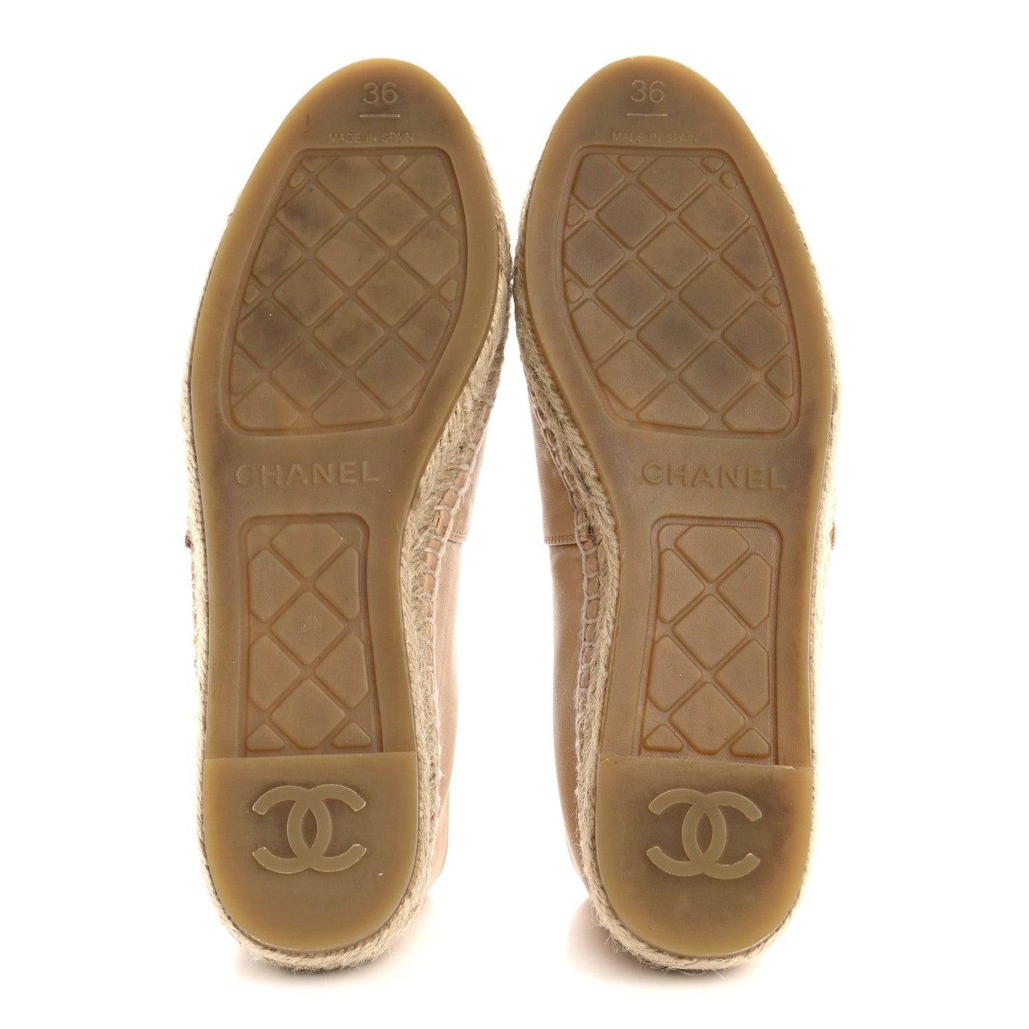 Lambskin CC Espadrilles 36 Beige Black