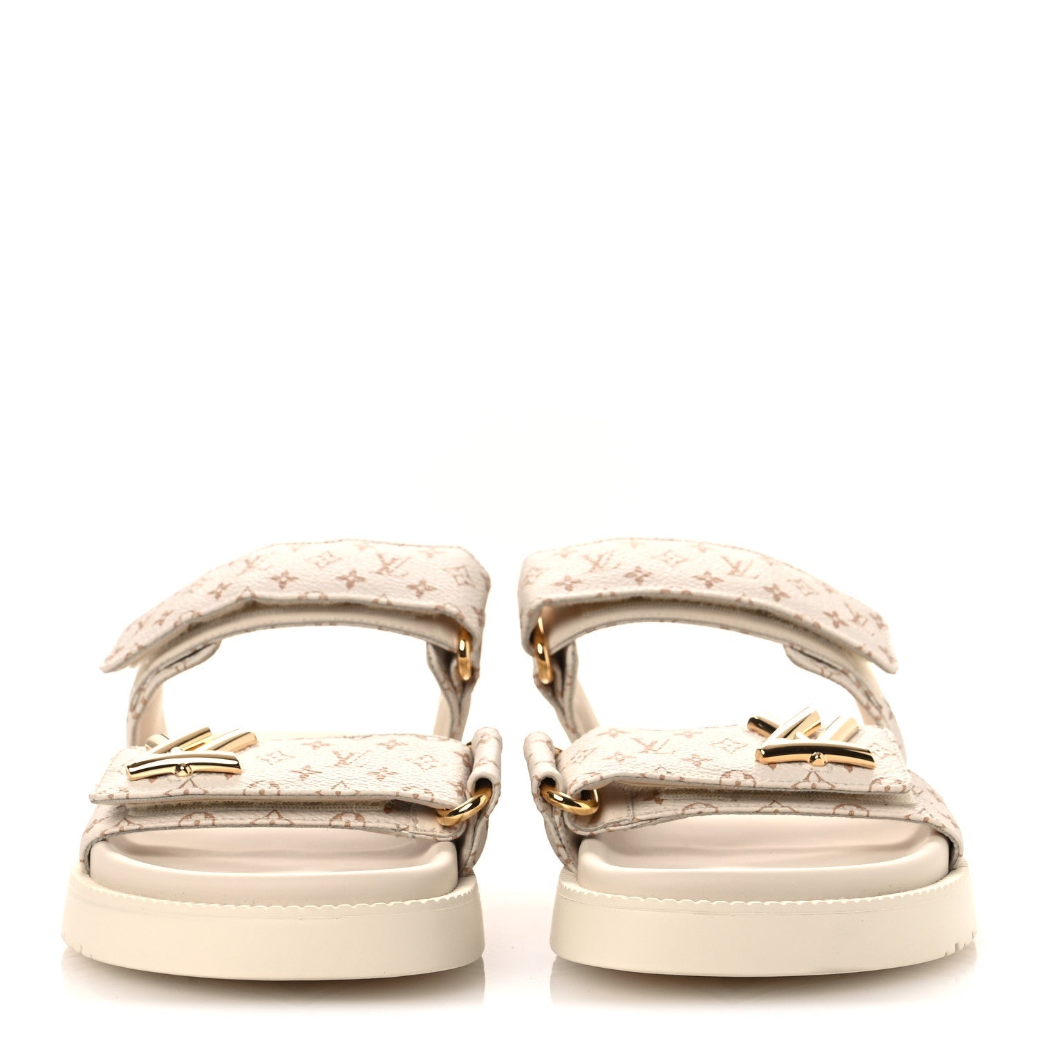 Monogram LV Sunset Comfort Flat Sandals 40 Dune Beige