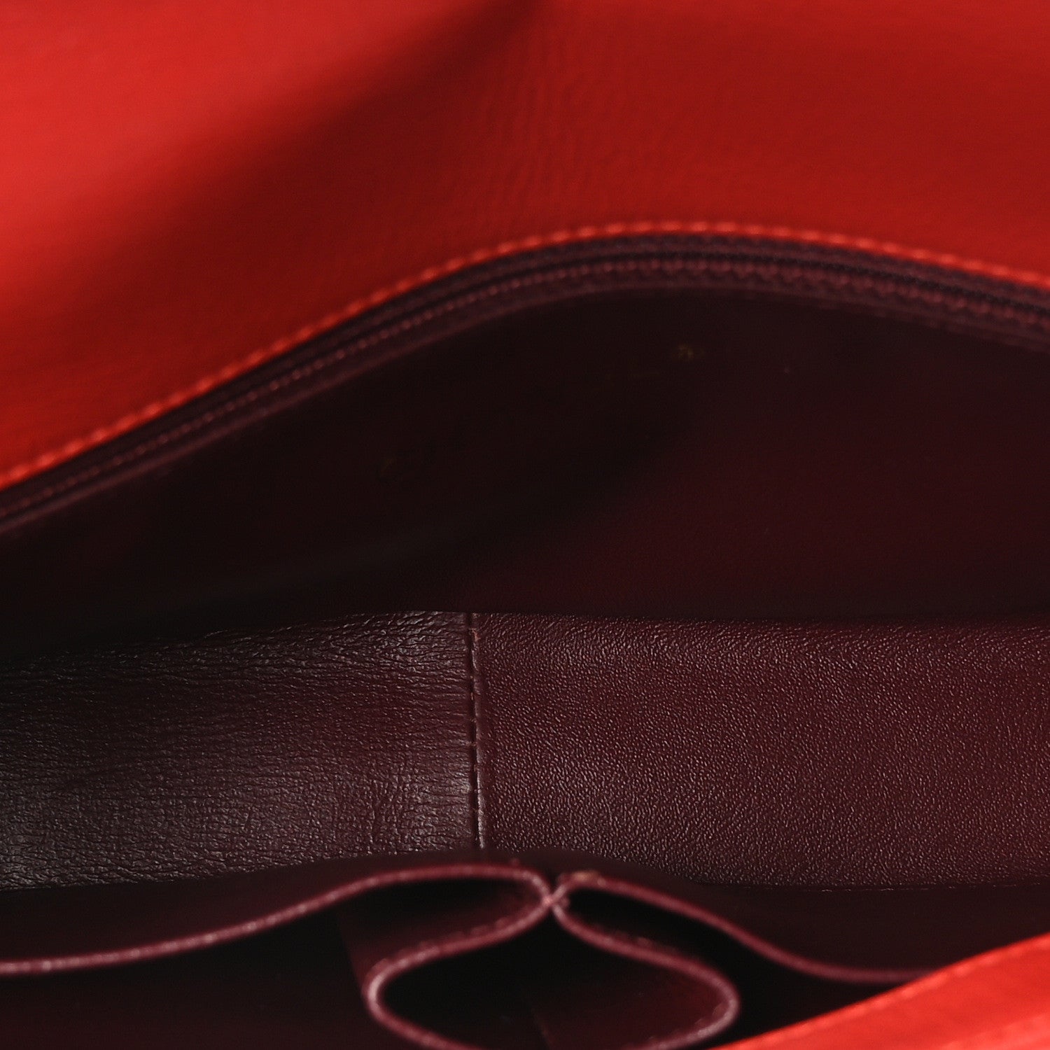 Shiny Goatskin Diagonal Quilted Small Flap Red