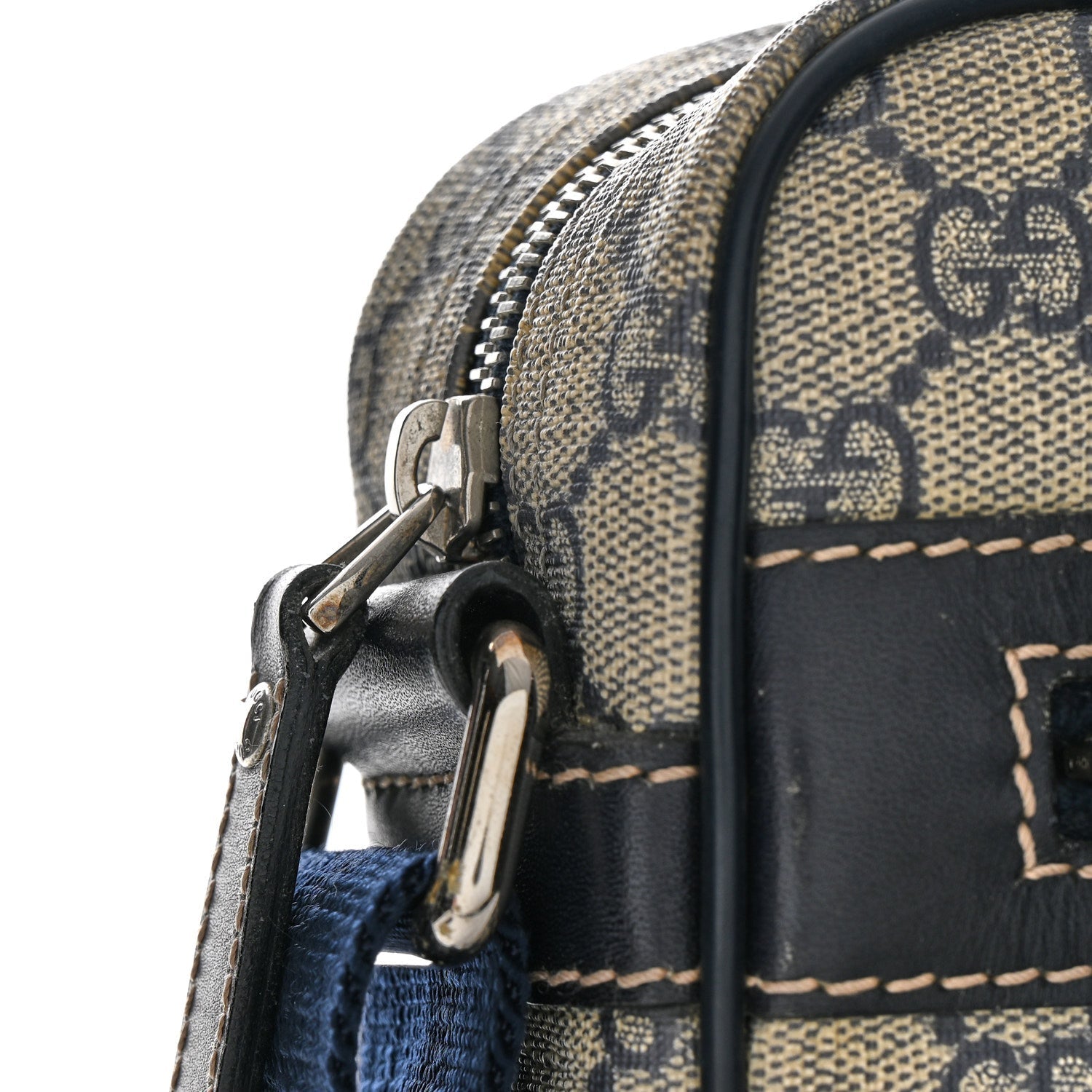 GG Plus Monogram Selleria Calfskin Medium Messenger Bag Beige Blue