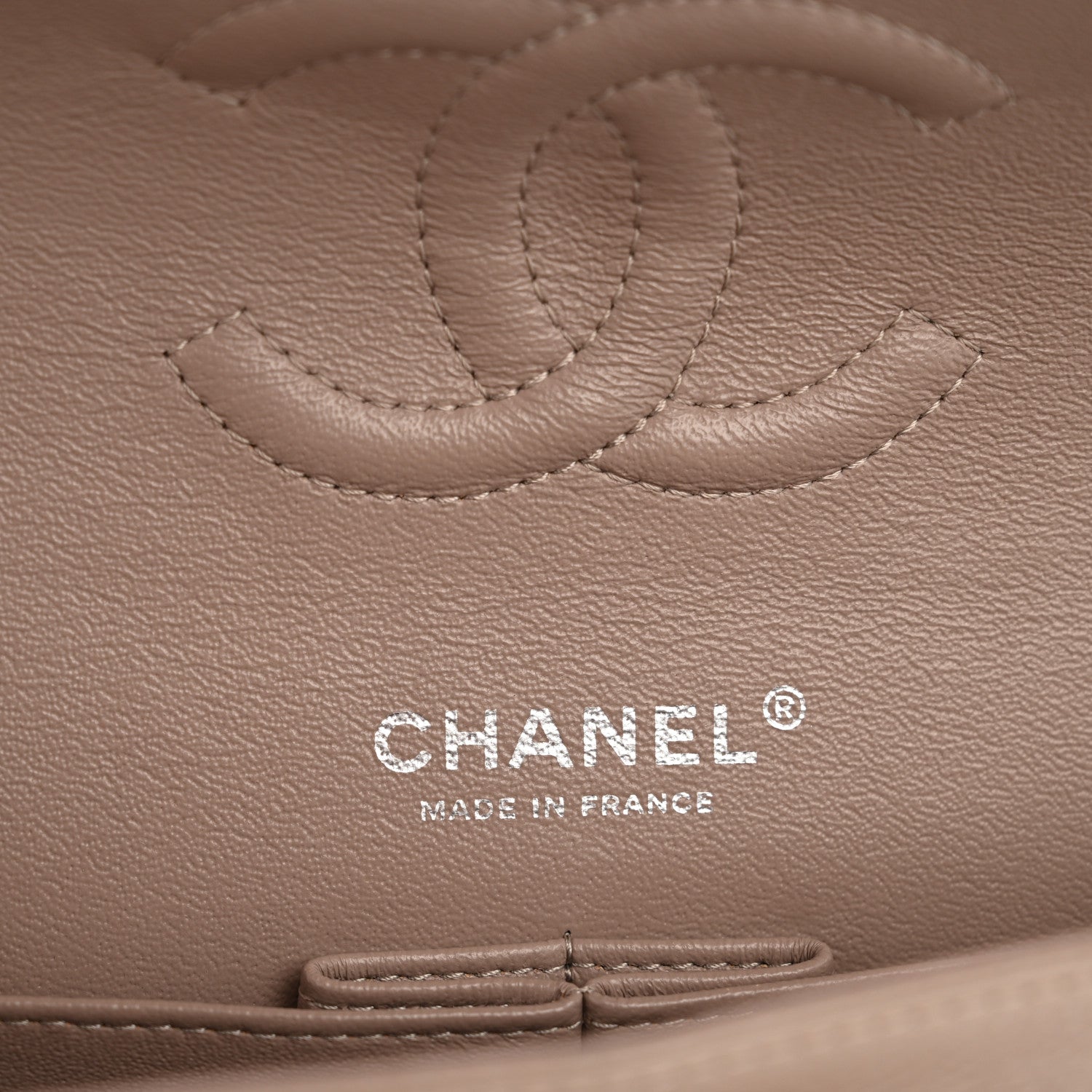 Caviar Quilted Medium Double Flap Taupe