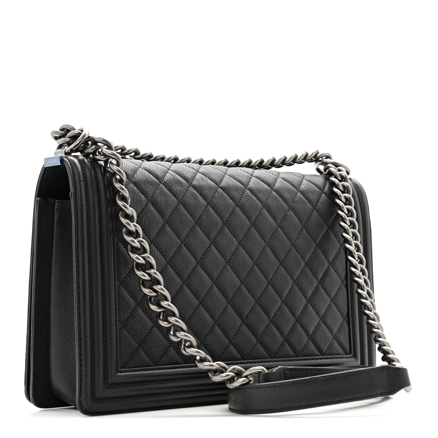 Grained Calfskin Quilted New Medium Boy Flap Black